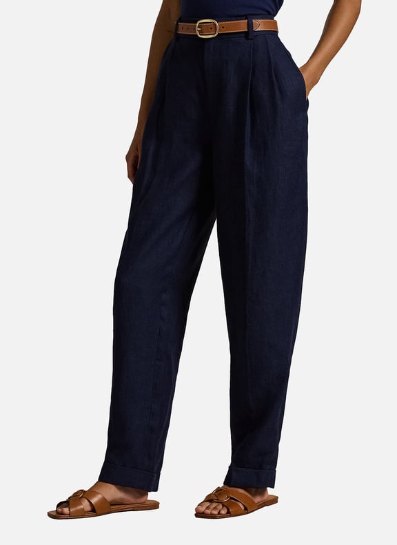 Linen pull-on boyfriend trousers Blue by POLO RALPH LAUREN POLO RALPH LAUREN Linen pull-on boyfriend trousers Blue