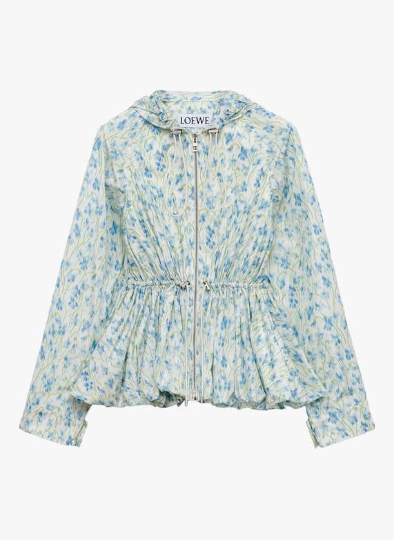 Veste à capuche en taffetas de soie mélangée | Bleu by LOEWE Veste à capuche en taffetas de soie mélangée Bleu