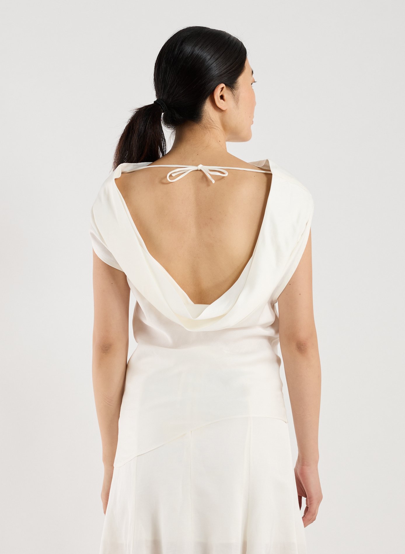 Top asymétrique en lin mélangé MARQUES ALMEIDA Blanc