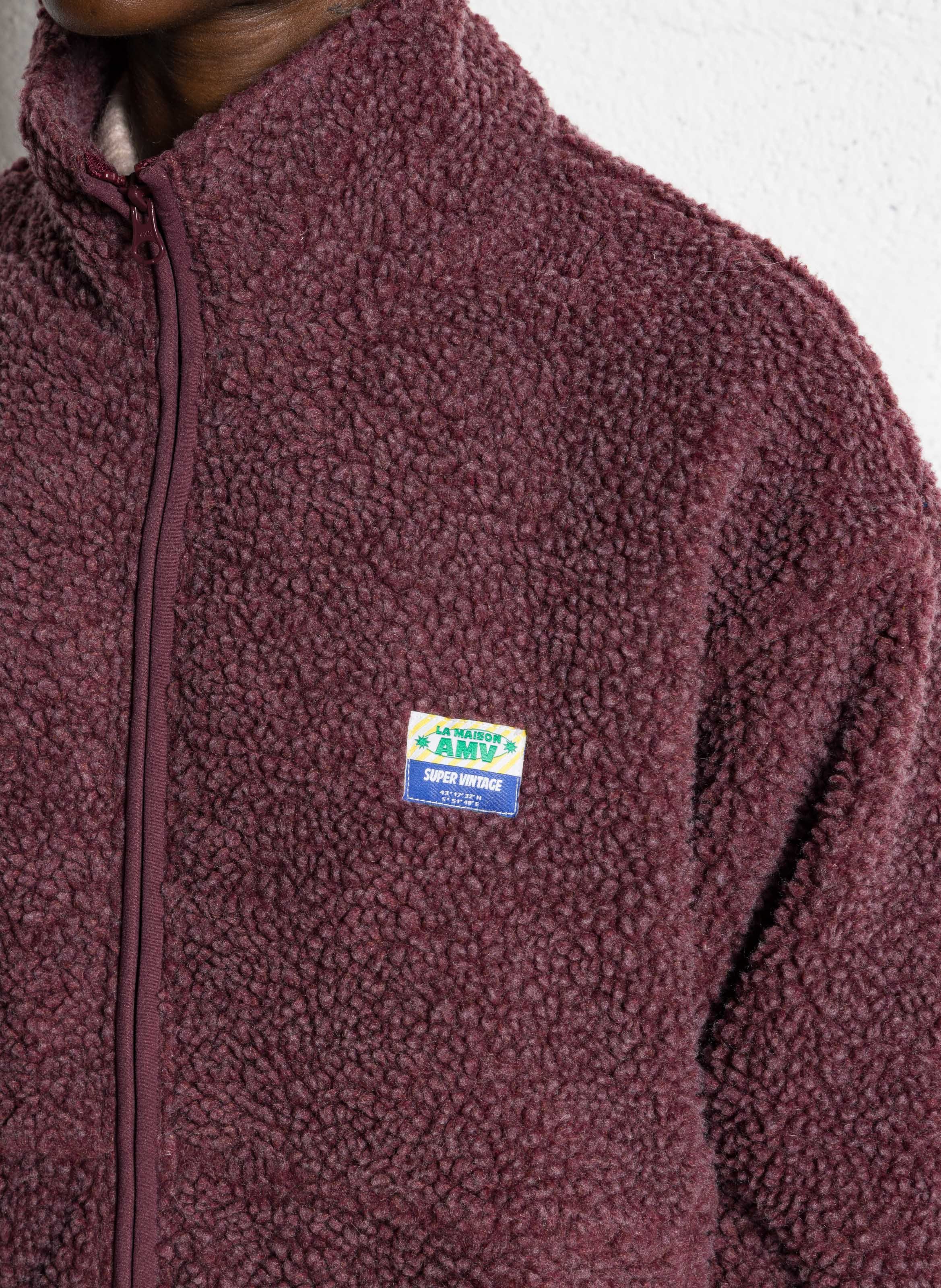 Veste ample zippée à col montant polaire hoktown AMERICAN VINTAGE Rouge