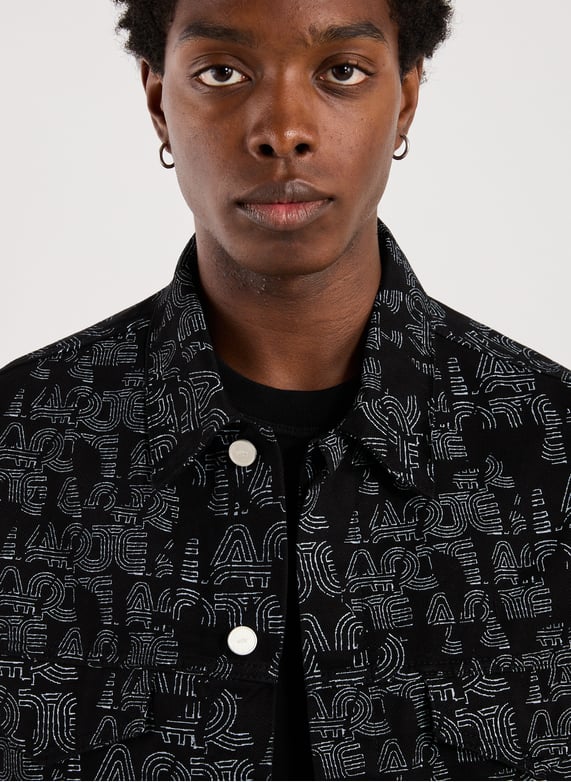 Blouson imprimé col classique en coton | Noir by ARTE ANTWERP Blouson imprimé col classique en coton Noir