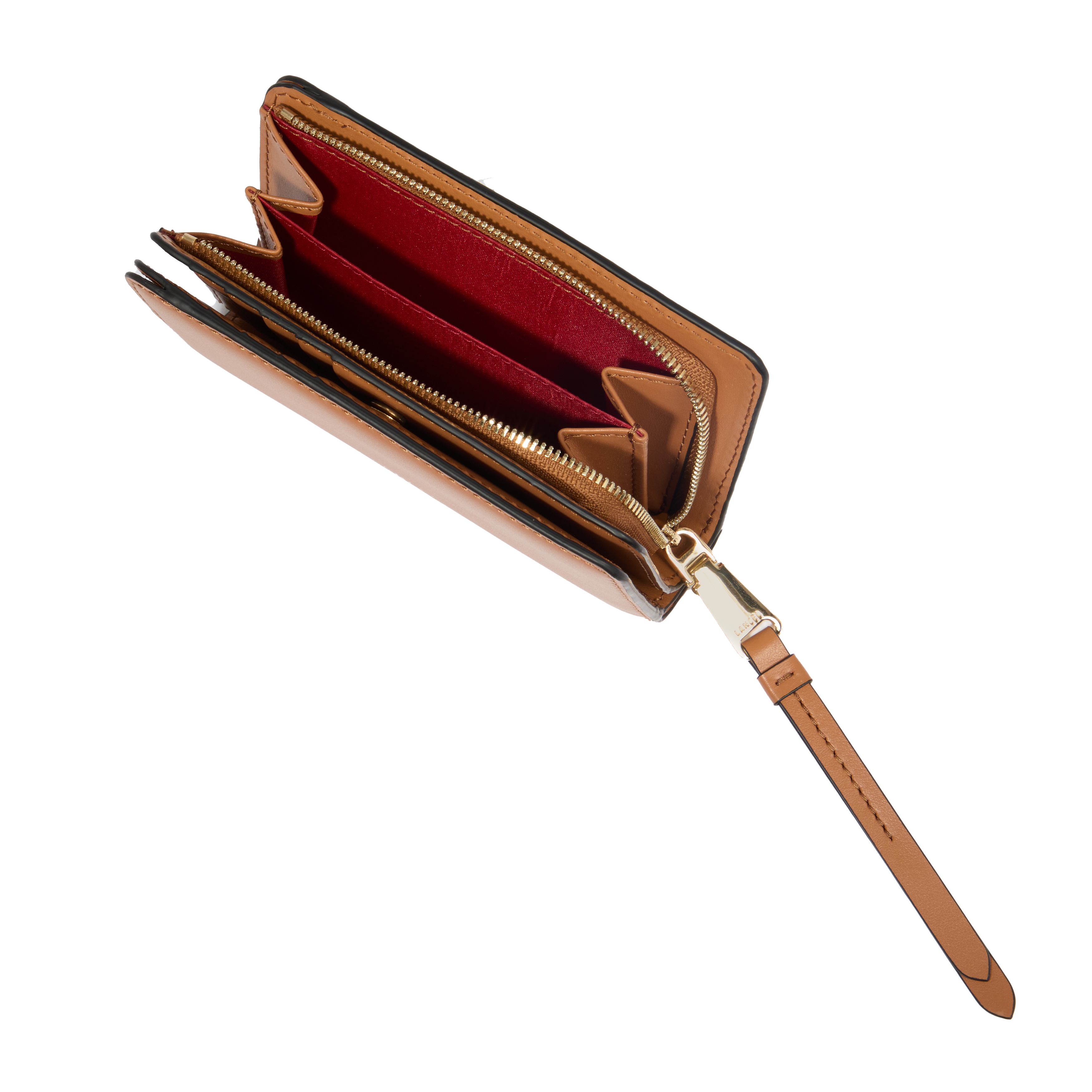 Portefeuille rectangulaire zippé origami de lancel en cuir LANCEL Marron