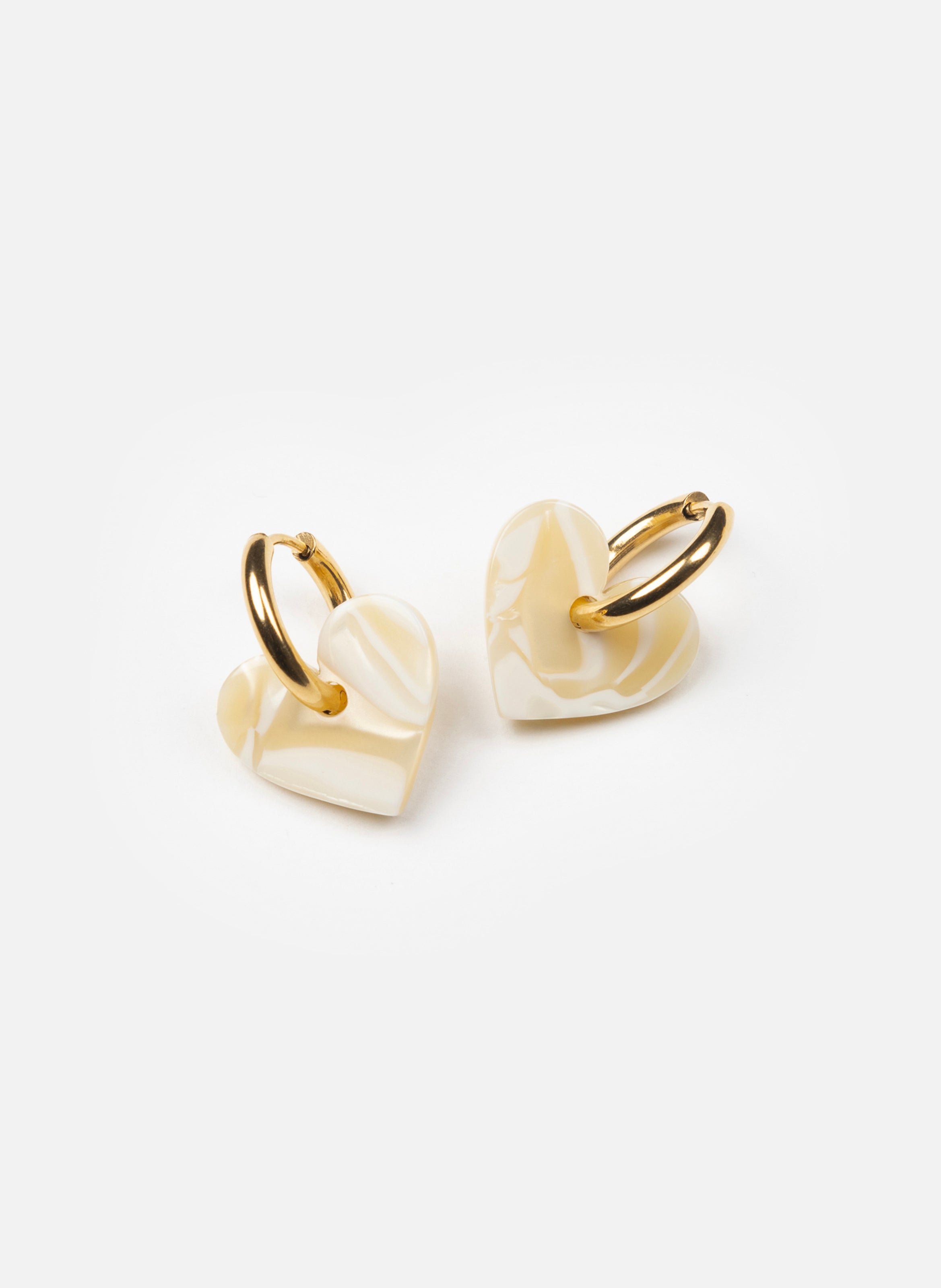 Boucles d'oreilles lova lova avec anneaux en acier inoxydable doré KURAGE GINZA Beige
