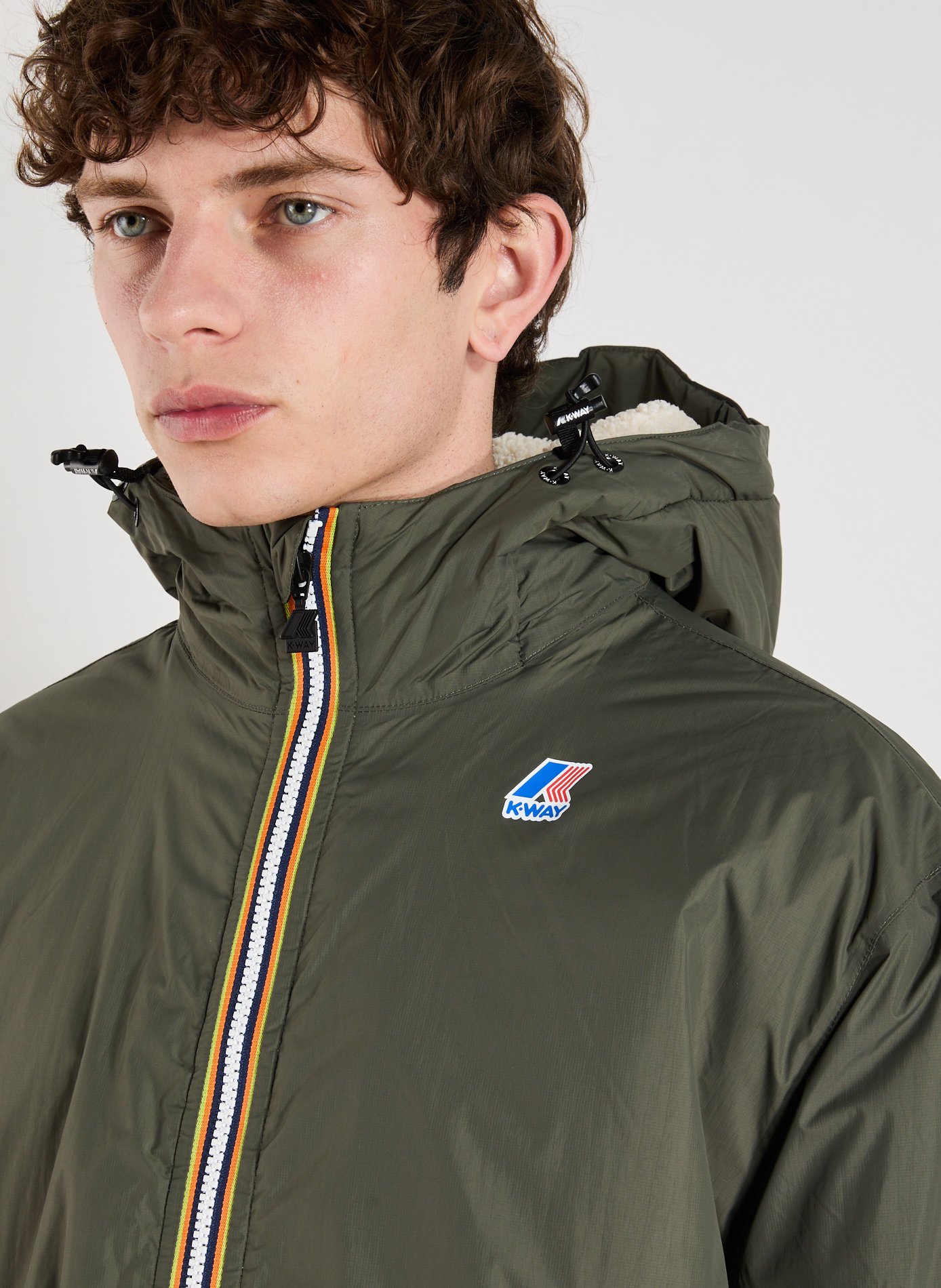 Mid-length hooded jacket K-WAY Khaki