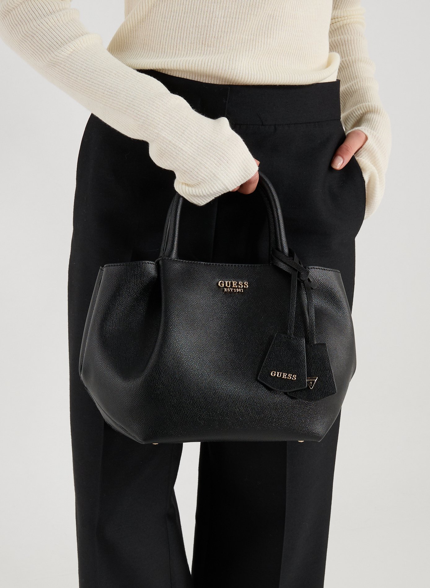 Sac à main zippé double anse GUESS Noir