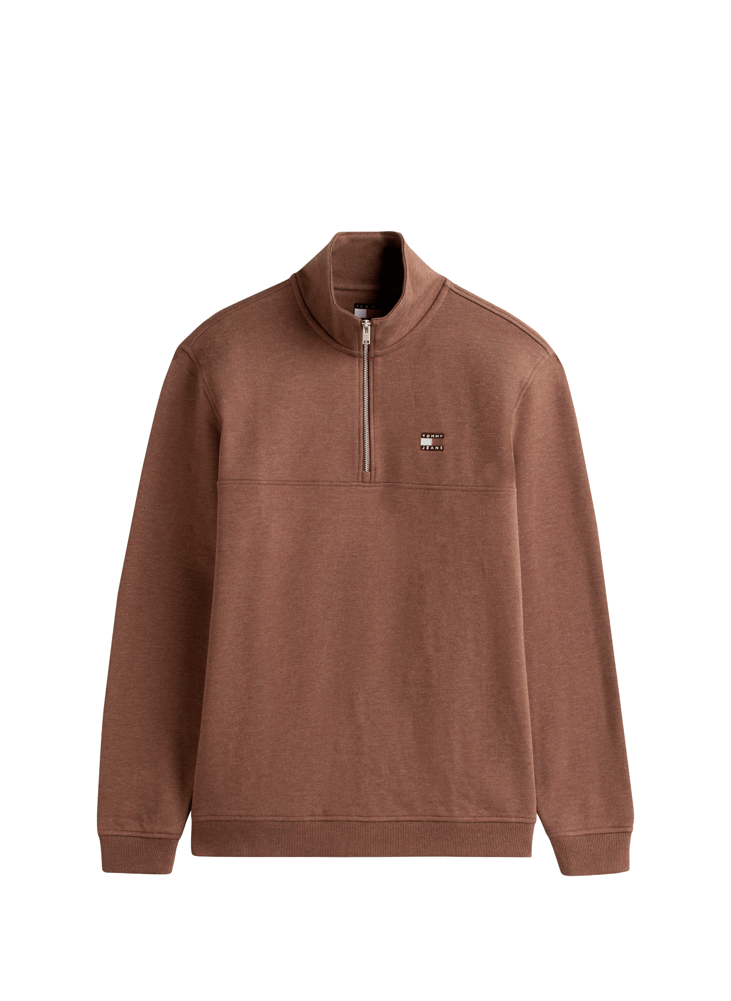 Zip-up high neck sweatshirt with embroidered logo TOMMY HILFIGER Brown