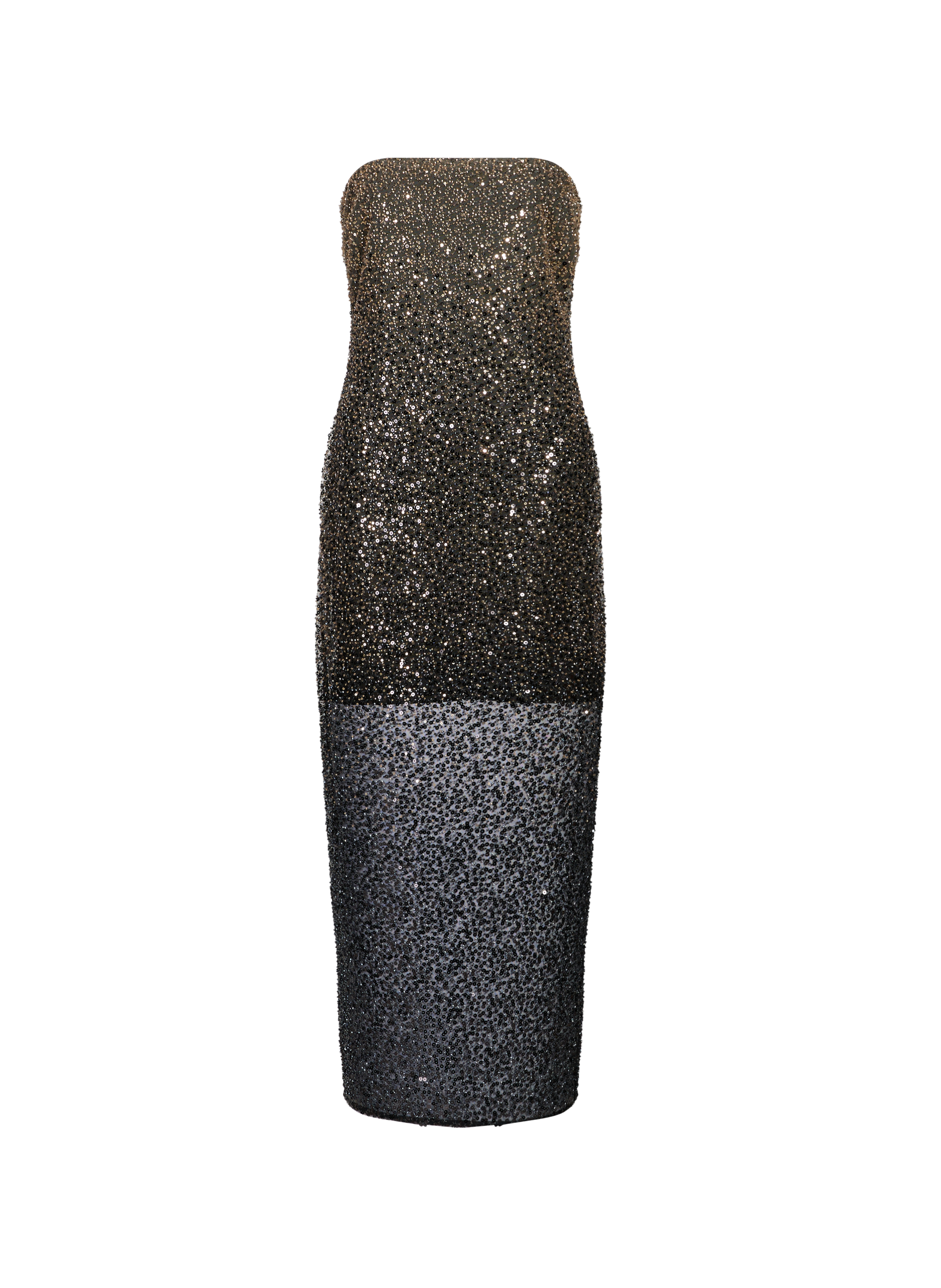 ROTATE Straight bandeau dress with sequins Black