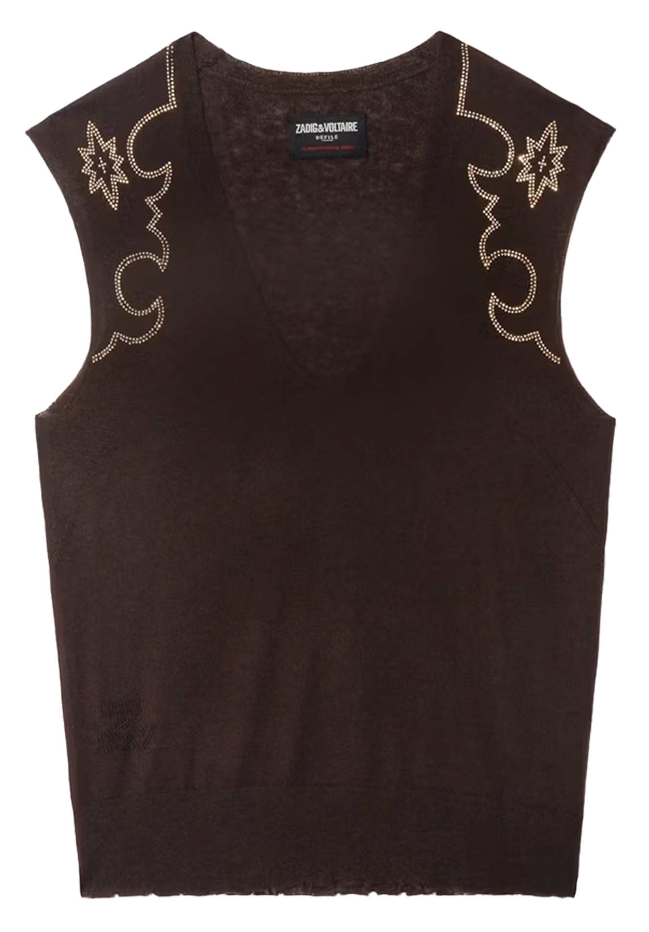 Pull col v sans manches en cachemire vicky ZADIG&VOLTAIRE Marron