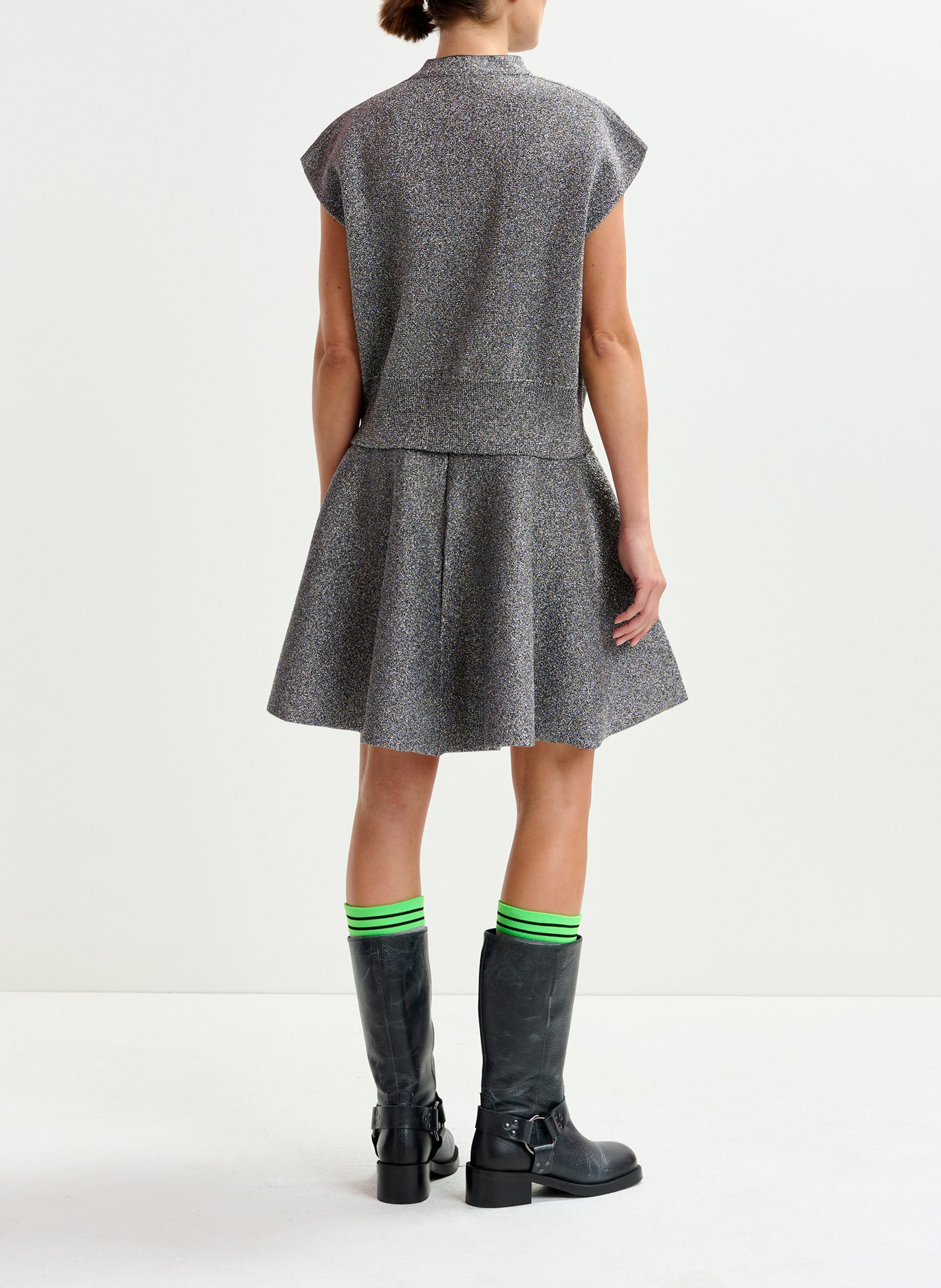 Jupe courte évasée métallique icing ESSENTIEL ANTWERP Argent