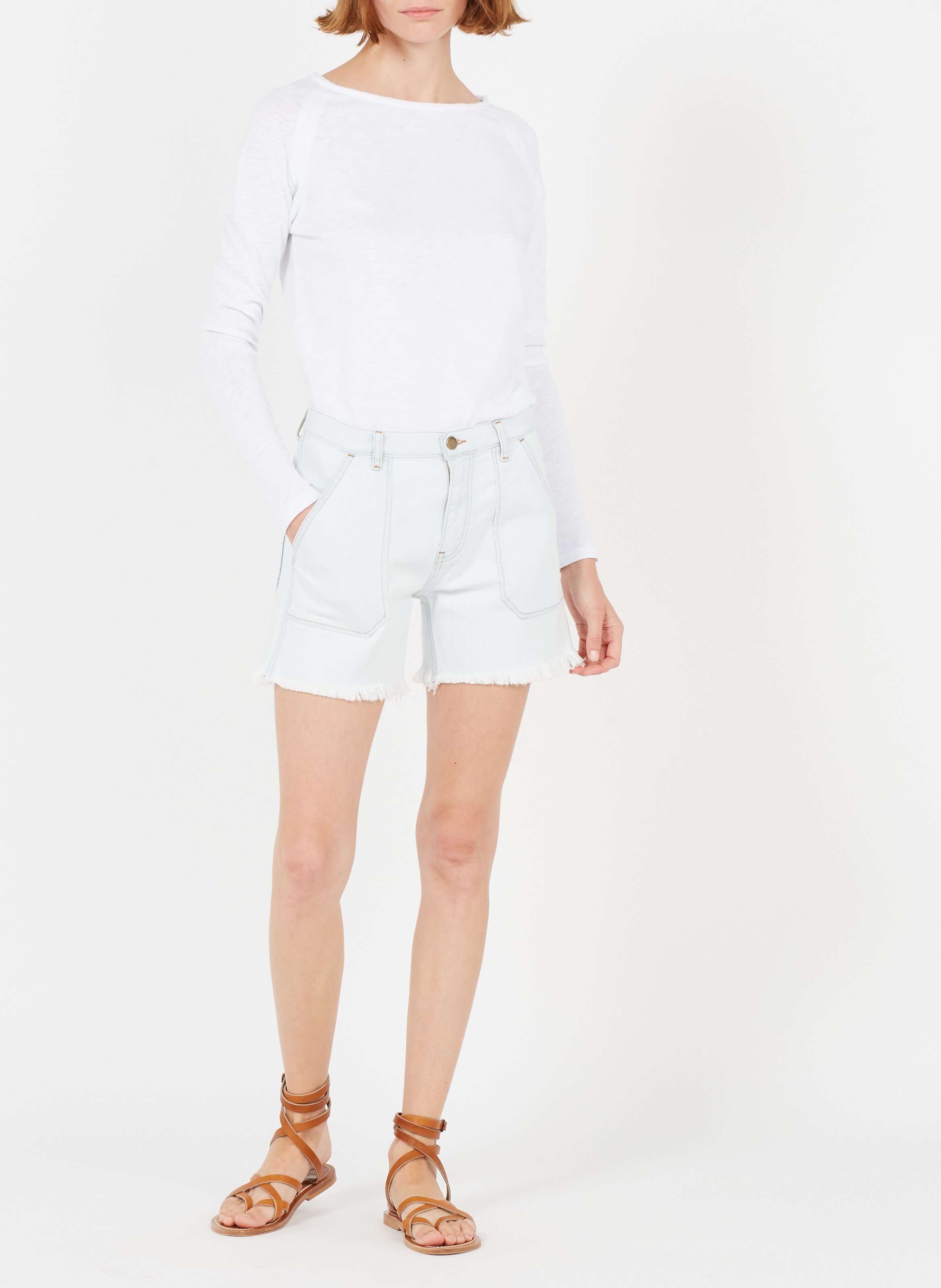 Tee-shirt à col bateau en coton sonoma AMERICAN VINTAGE Blanc