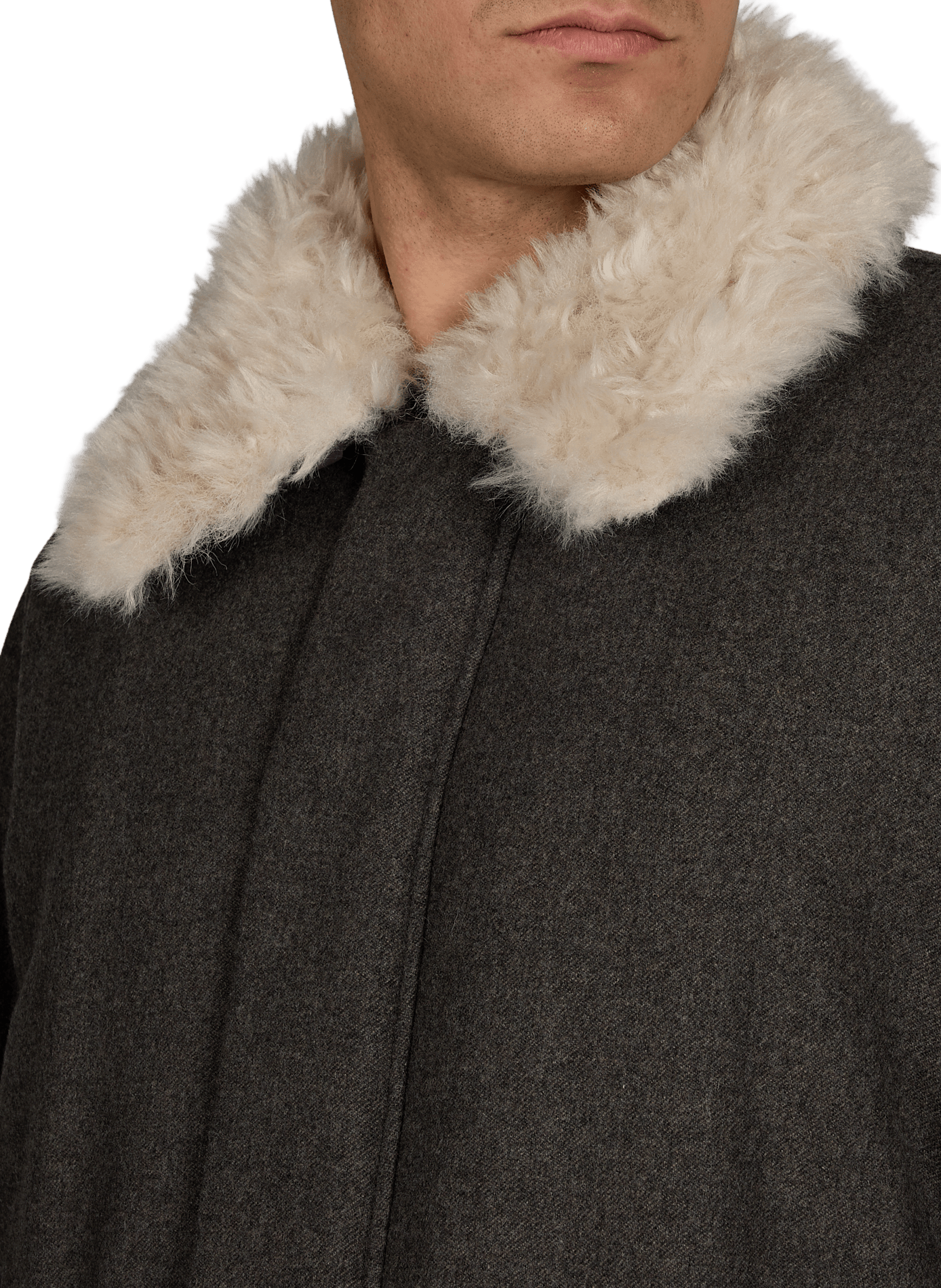 Coat lined with classic collar in blended wool AMOMENTO Grey