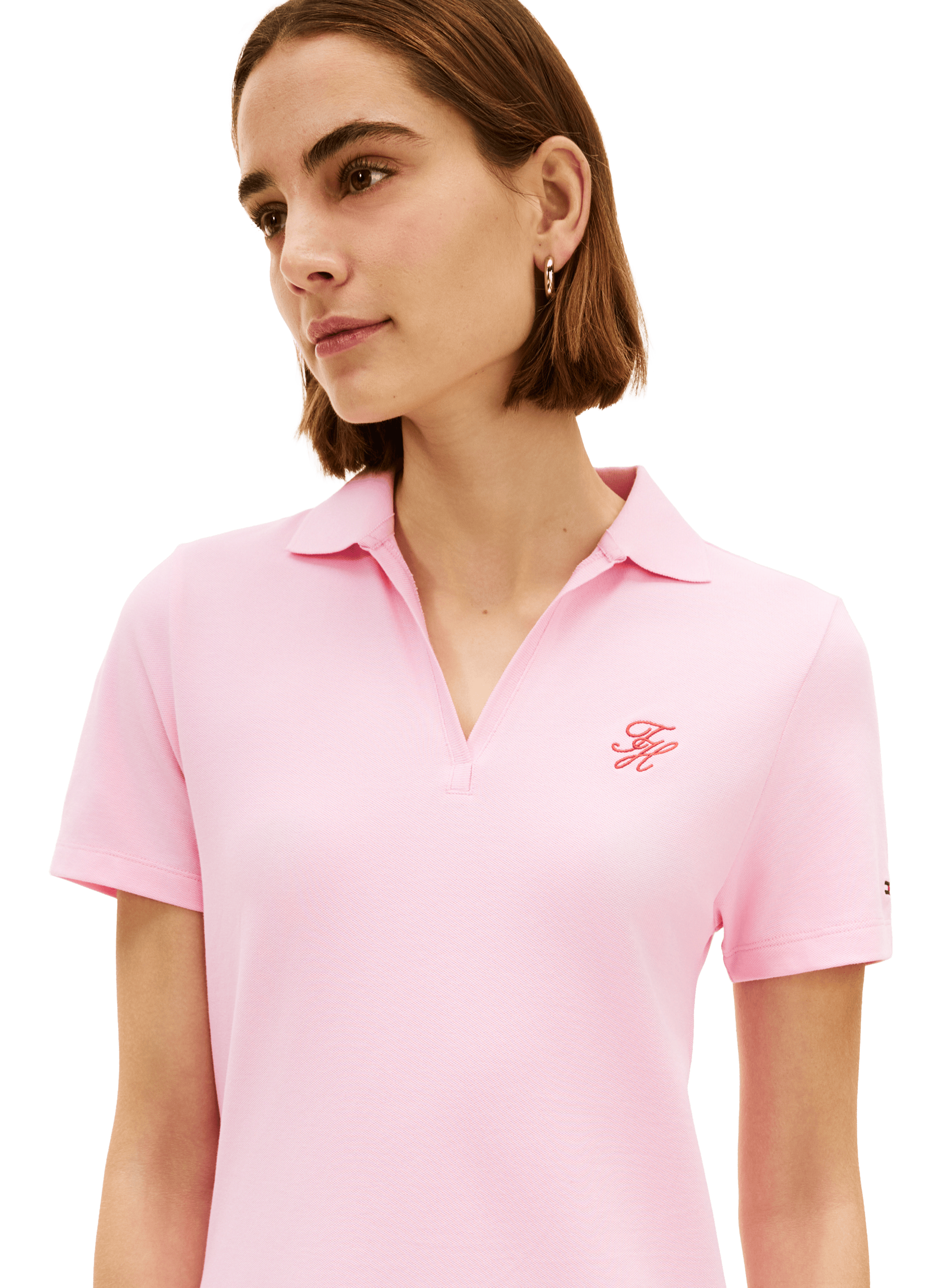 Short polo dress in blended cotton TOMMY HILFIGER Pink