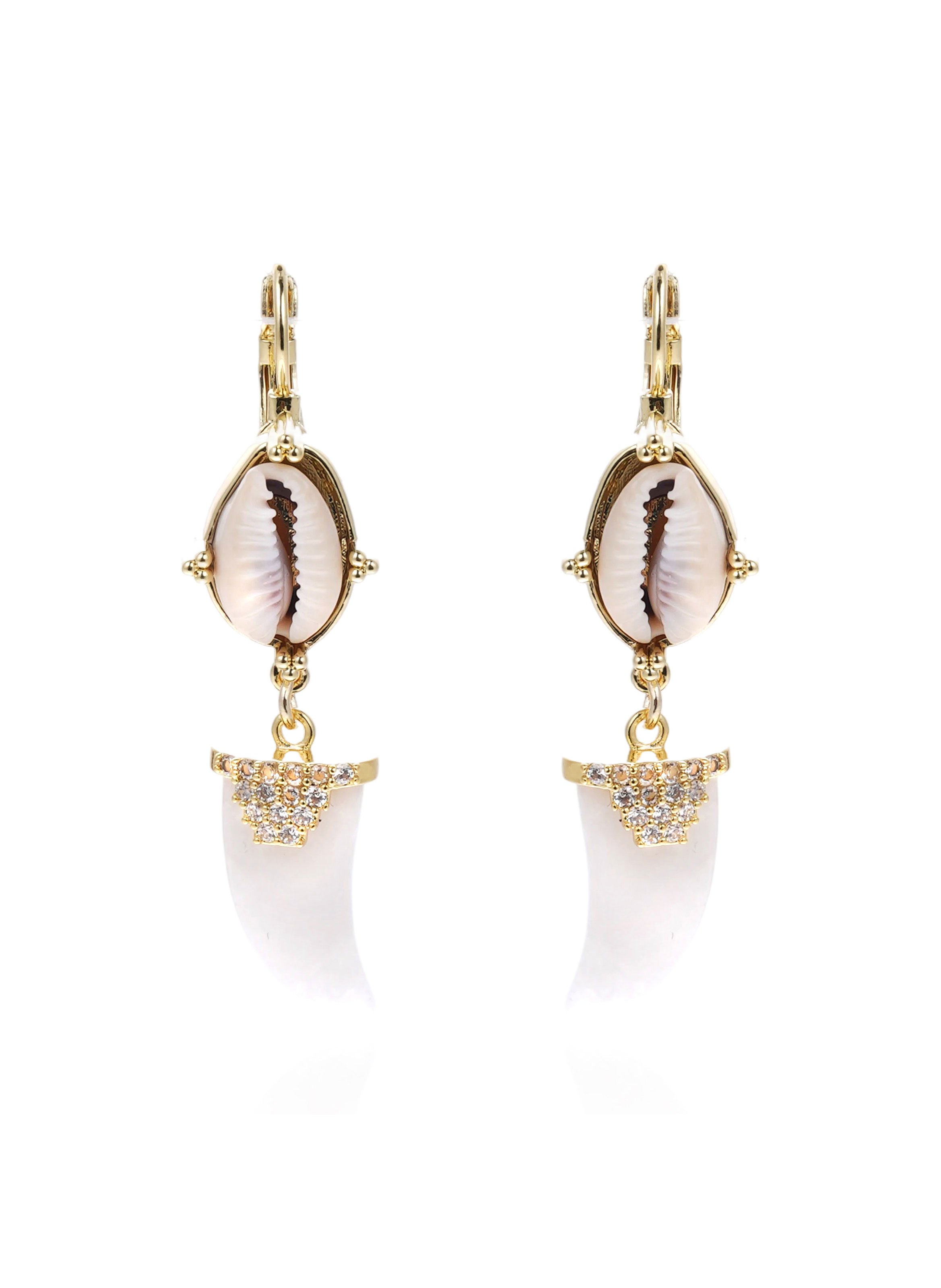 Boucles d'oreilles dormeuses pendantes avec perles VAYANA HIPANEMA Blanc