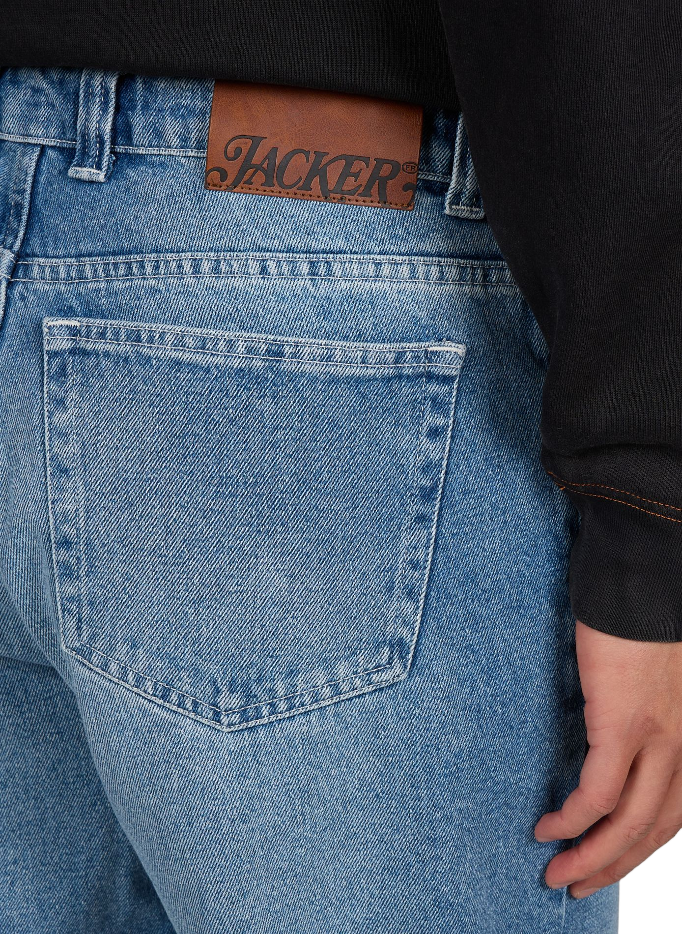 Jean large à cordons en coton JACKER. Bleu