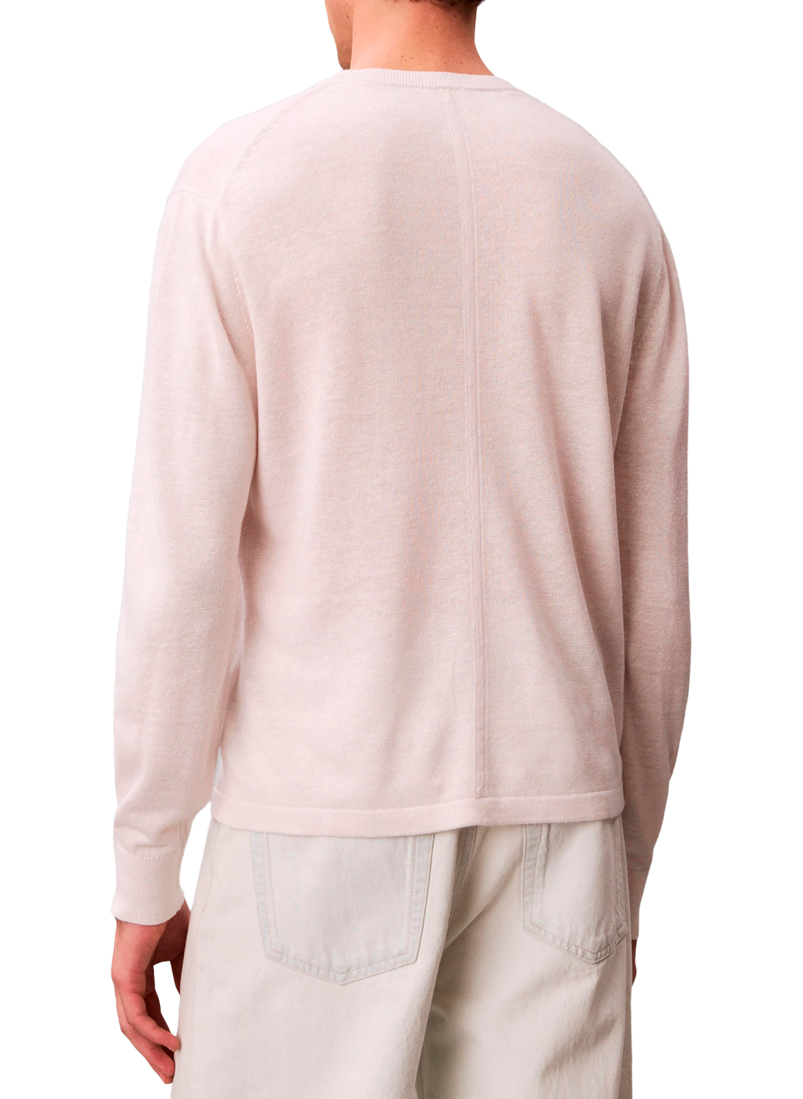 Gerader Rundhalsausschnitt-Pullover aus Leinenmischung CALVIN KLEIN Beige