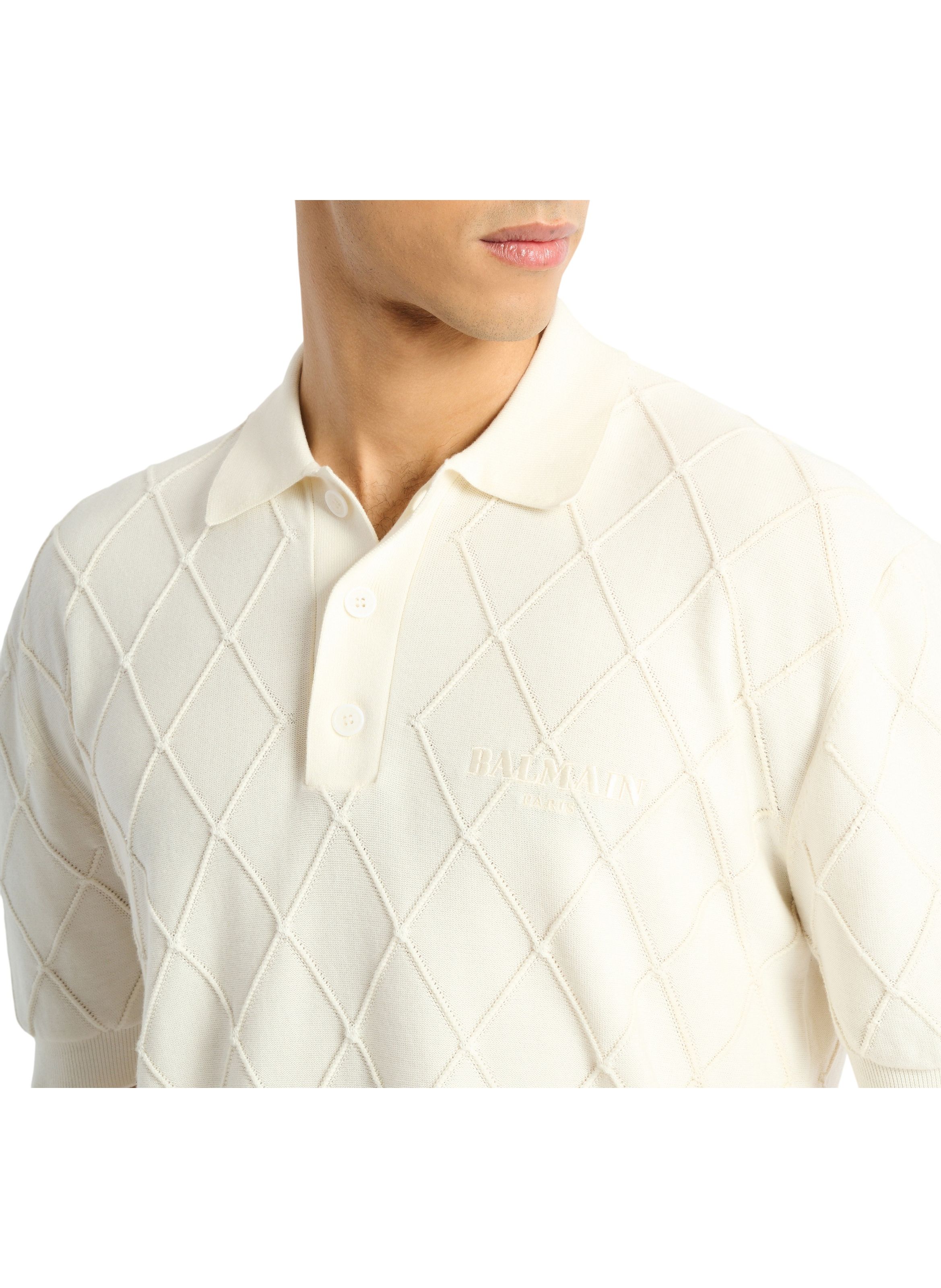 Polo balmain vintage en maille Blanc