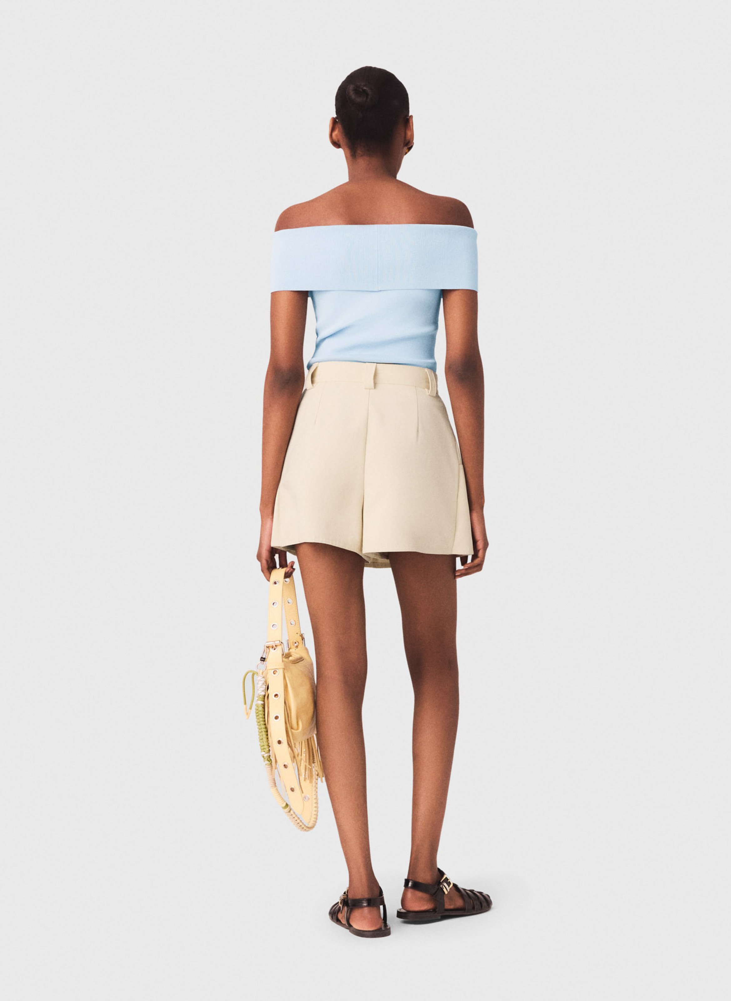 Jupe-short évasée en coton MAJE Beige