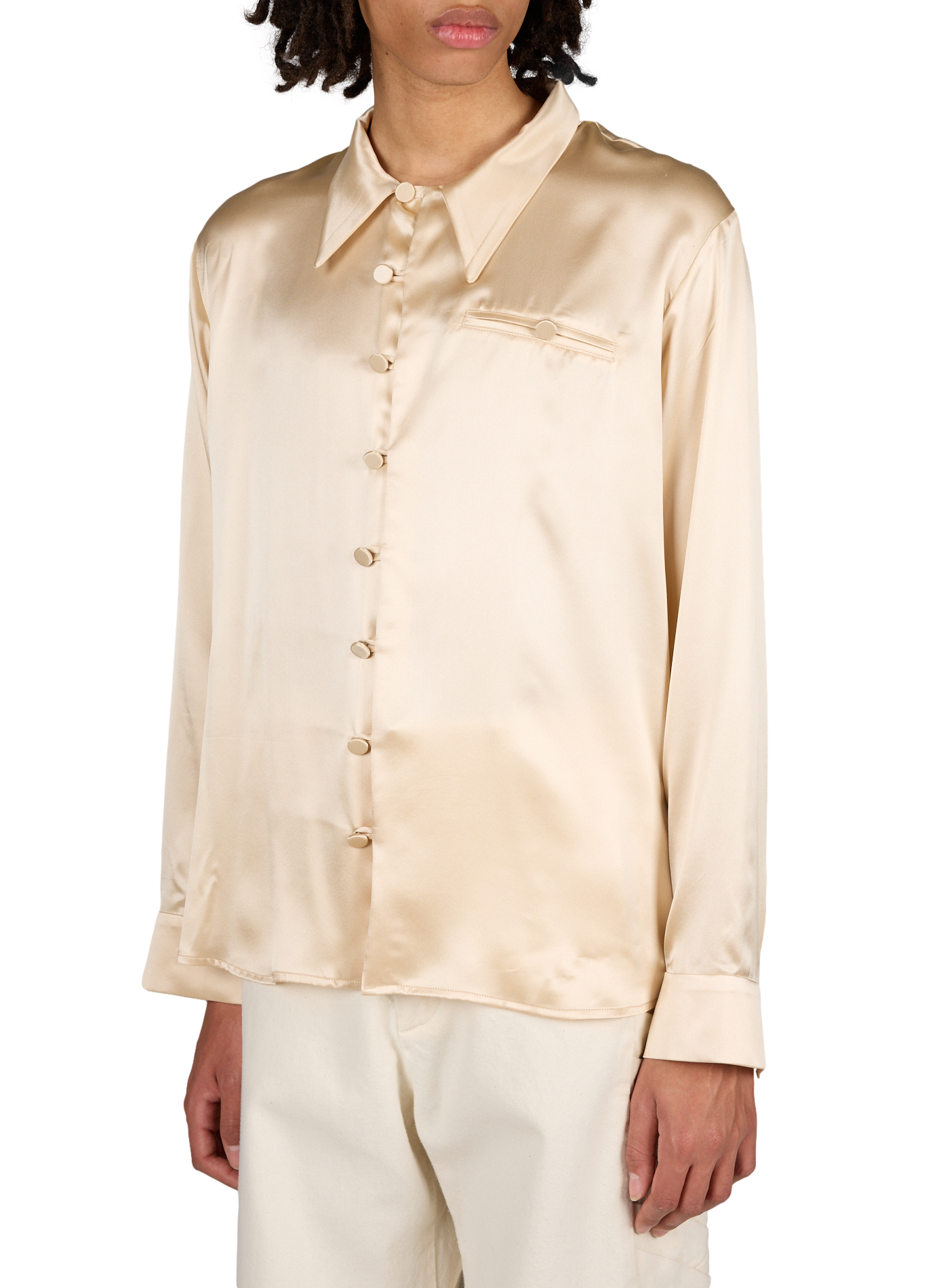 Chemise à manches longues en soie CAMPILLO Beige
