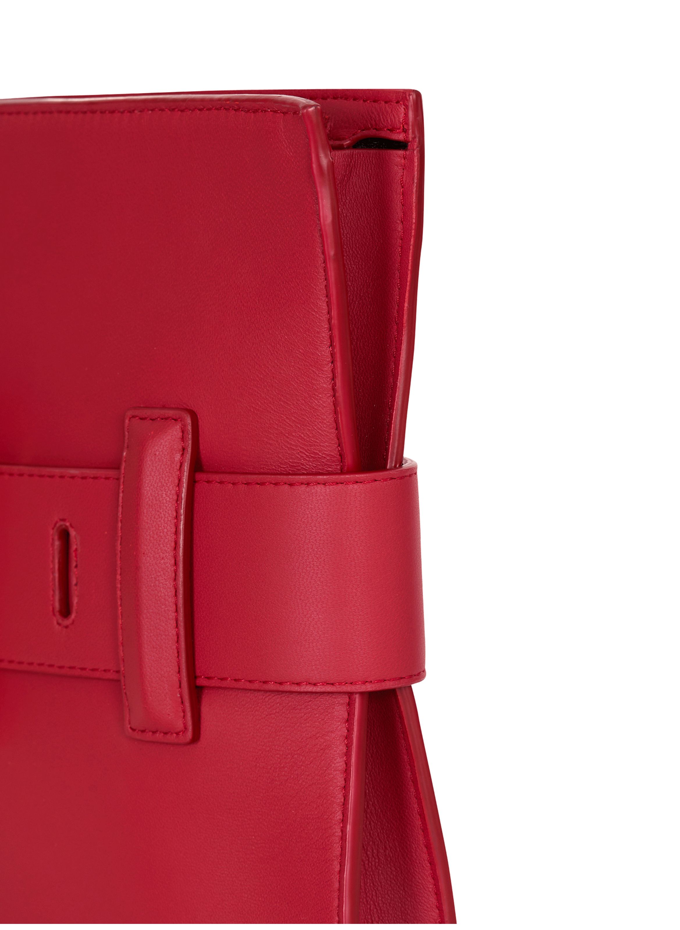 Pochette anthem en cuir lisse BALMAIN Rouge