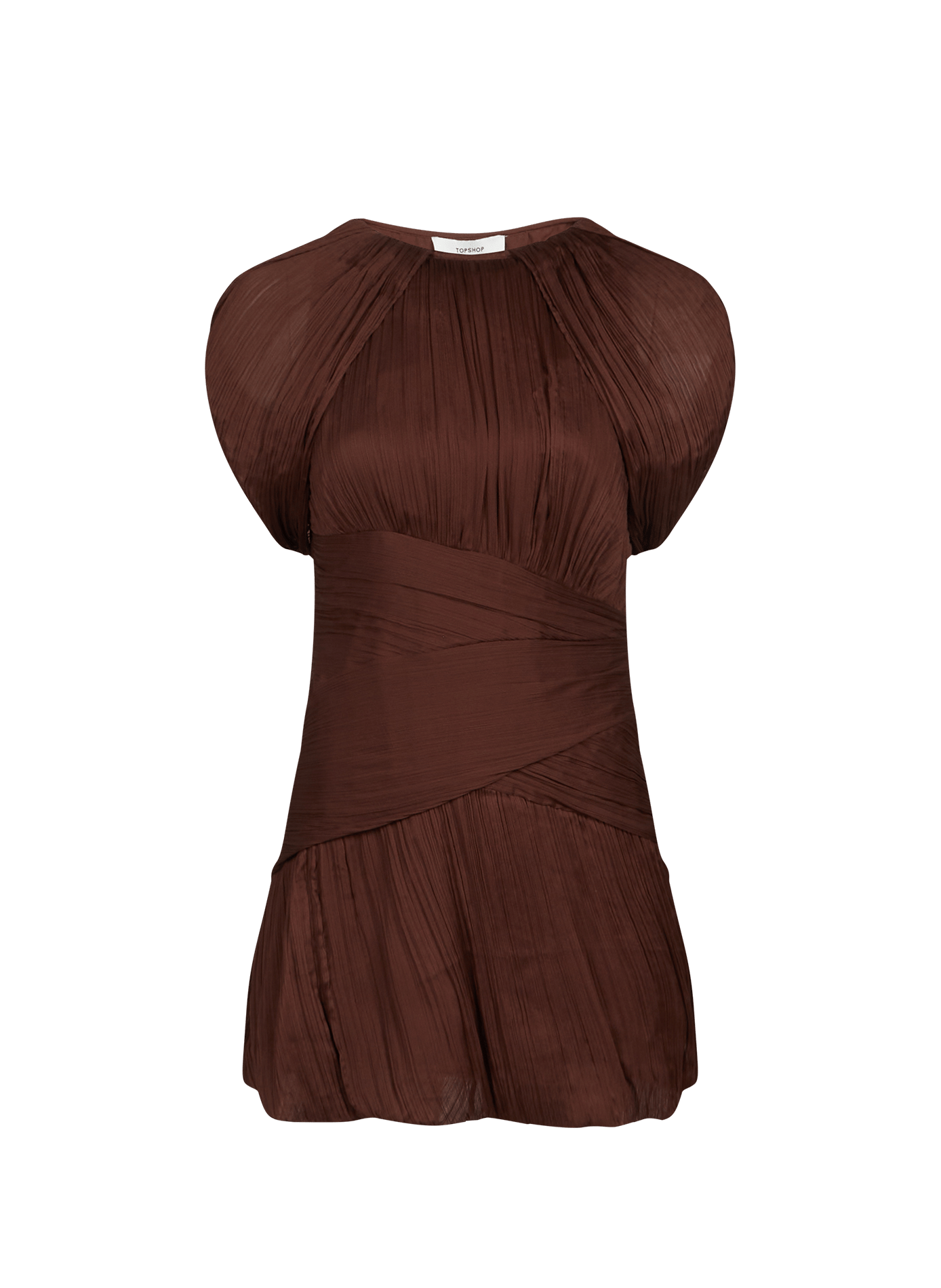 Abito corto senza maniche plissettato Tssvea TOPSHOP Marrone