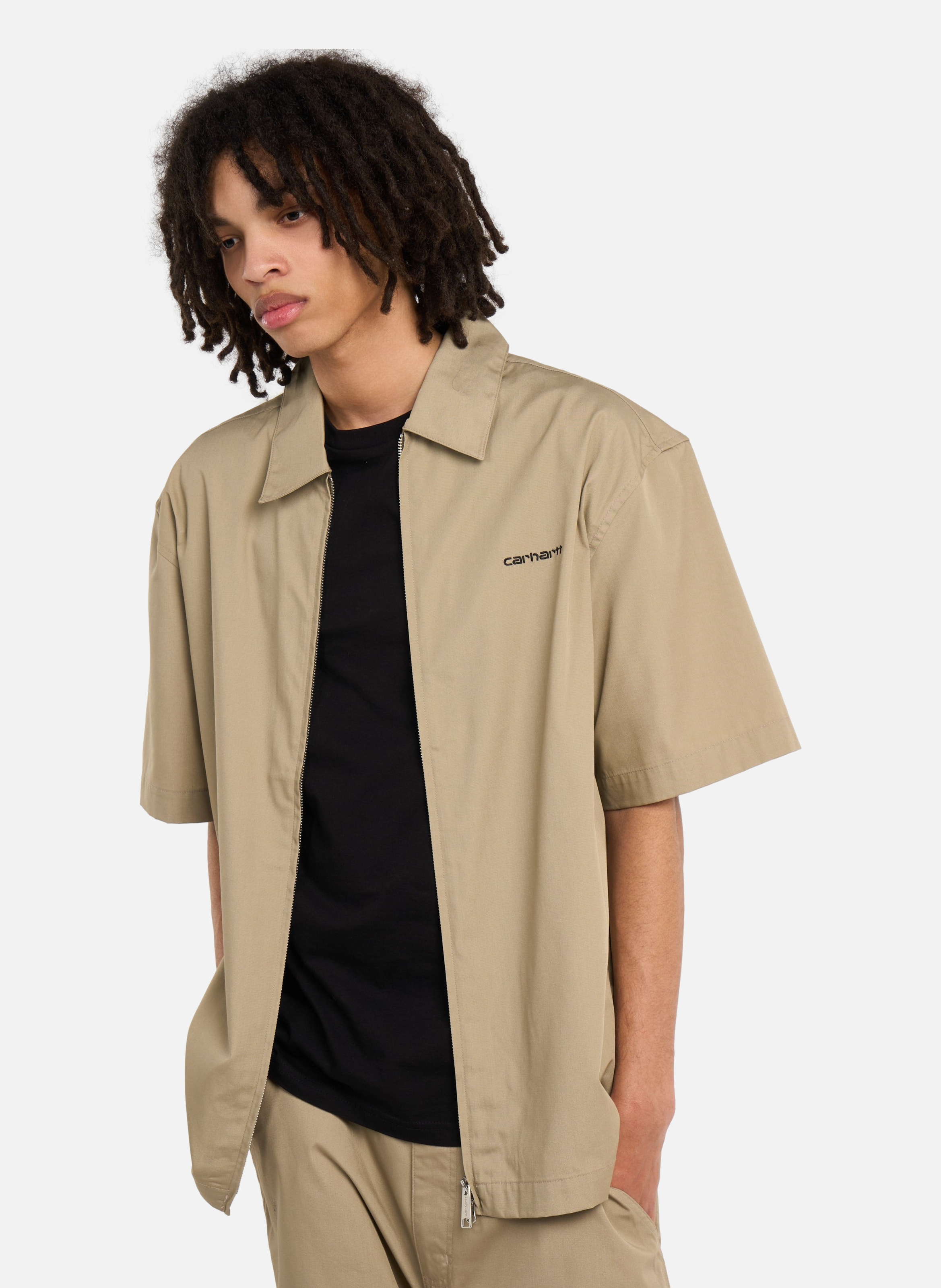 Chemise s/s postal zip shirt CARHARTT WIP Beige