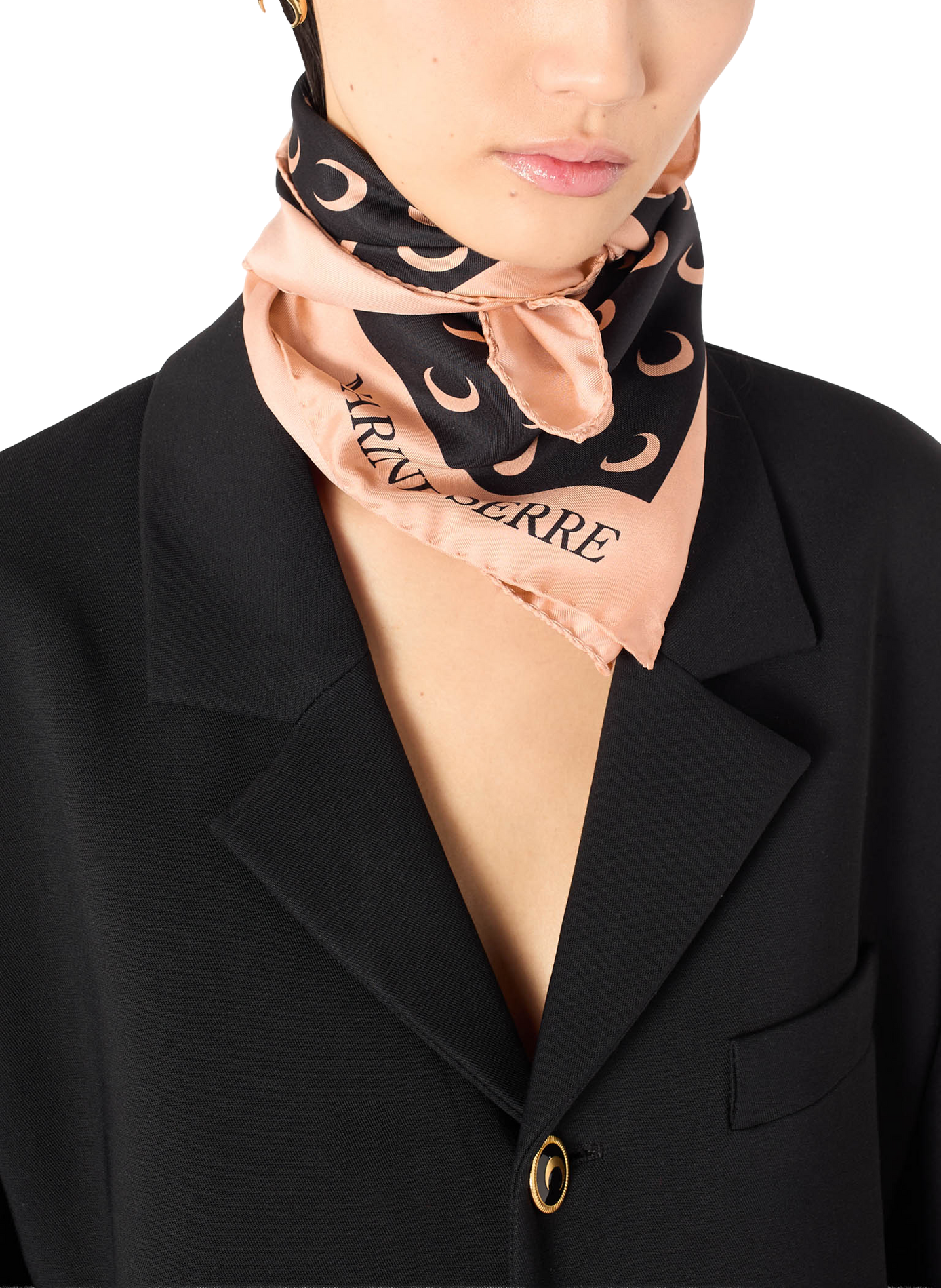 Foulard moon en soie et coton biologique | Noir MARINE SERRE Femme