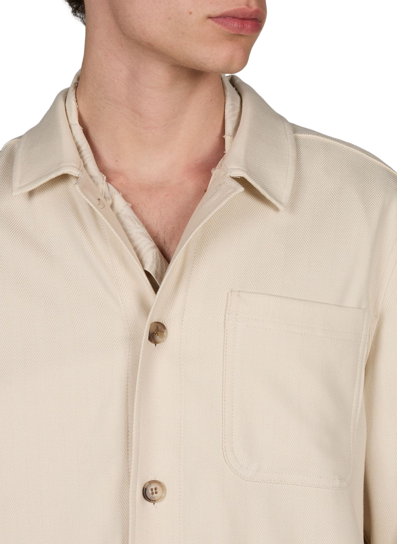 Straight shirt in herringbone jacquard LES DEUX Beige