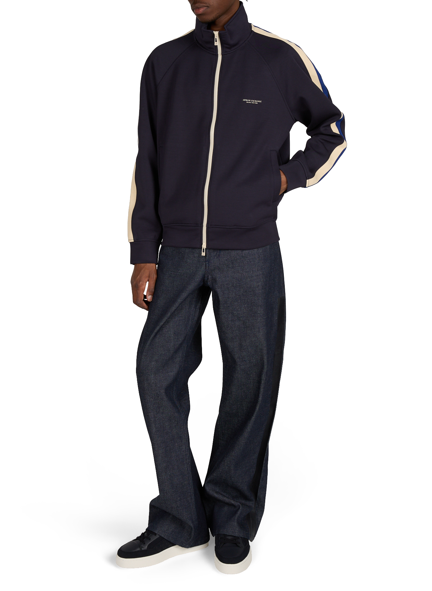 Lightweight jacket with high neck and logo ARMANI EXCHANGE Blue