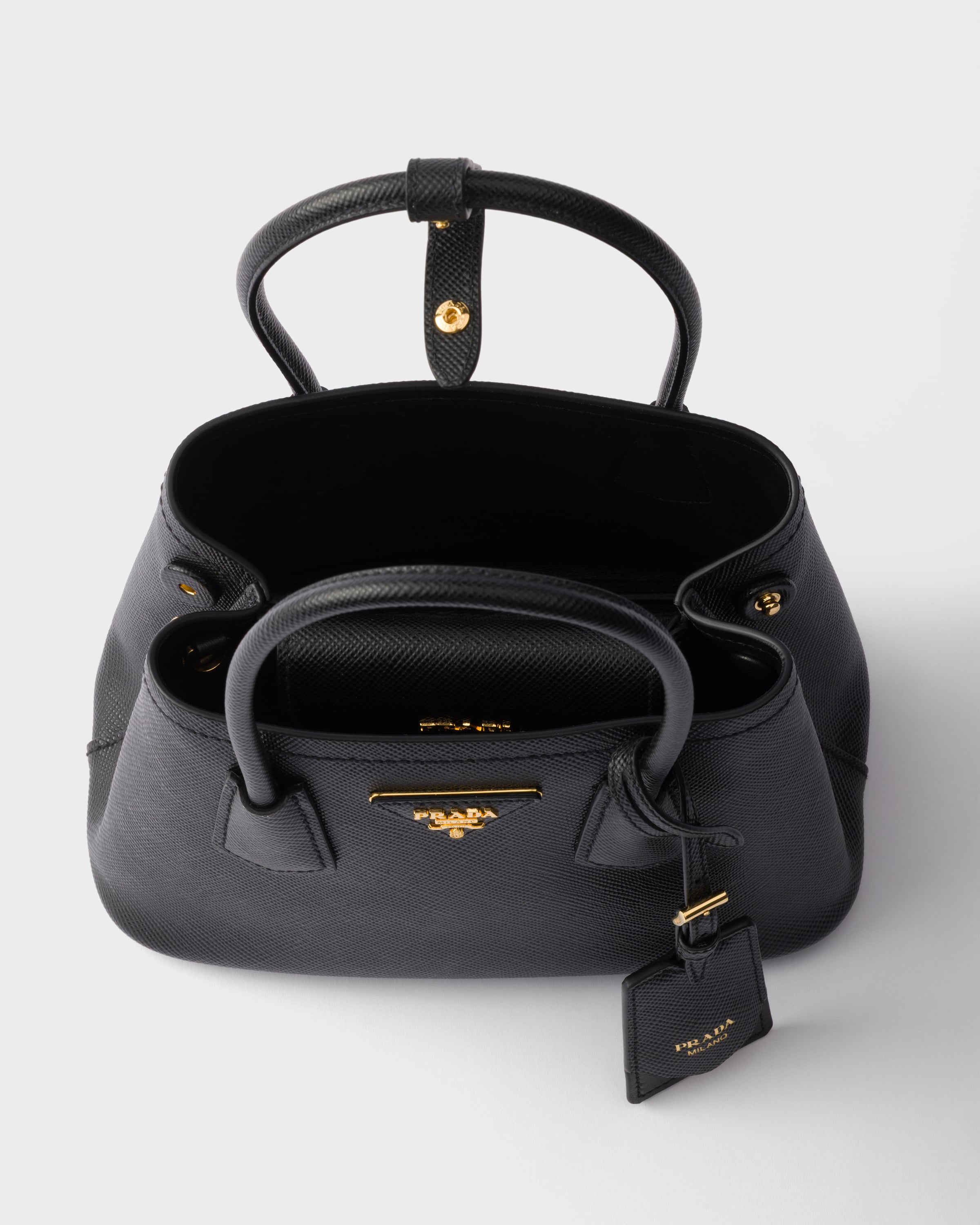 Mini sac prada double en cuir saffiano PRADA Noir
