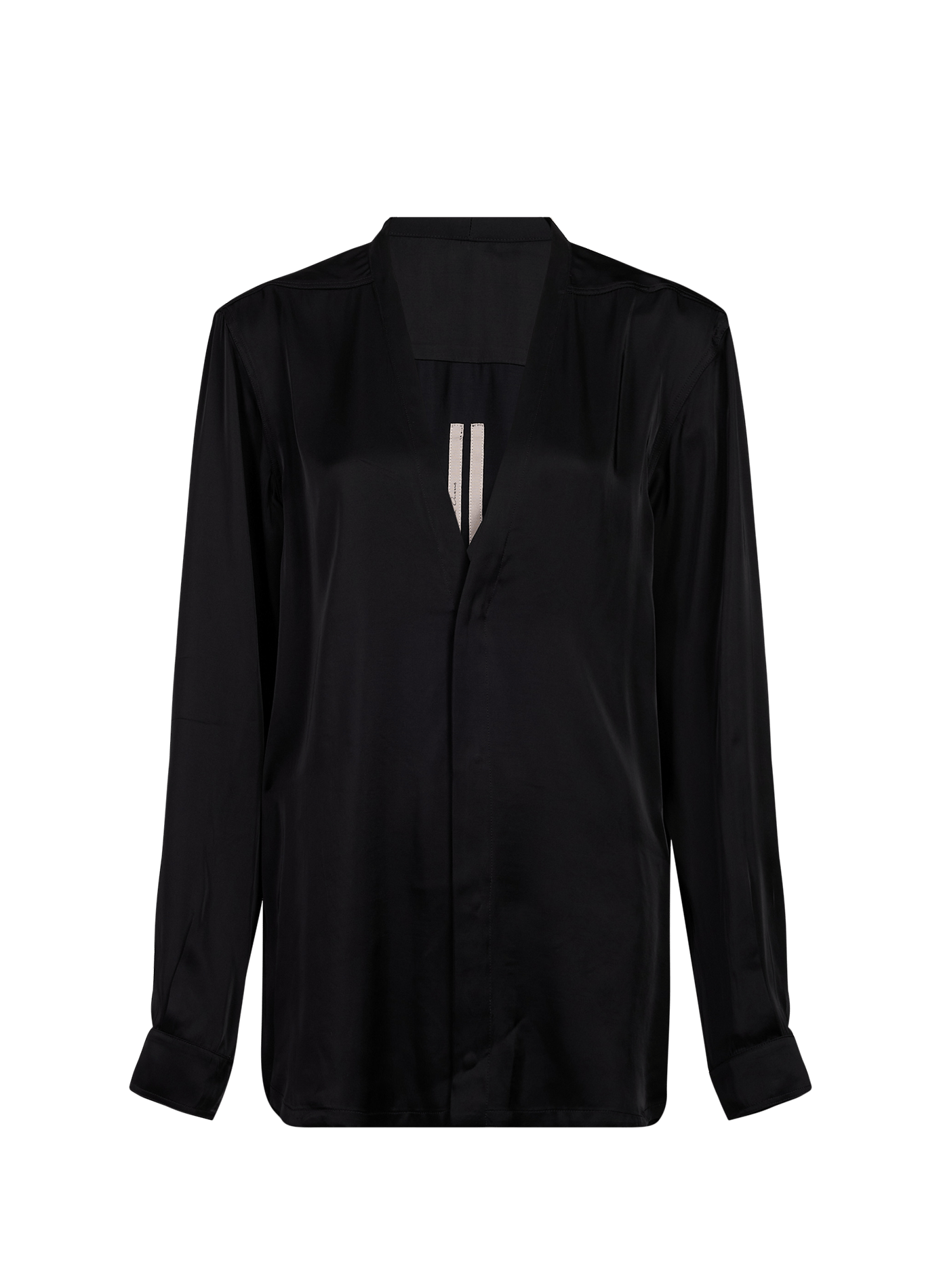 Chemise fluide satinée à col v  RICK OWENS Noir