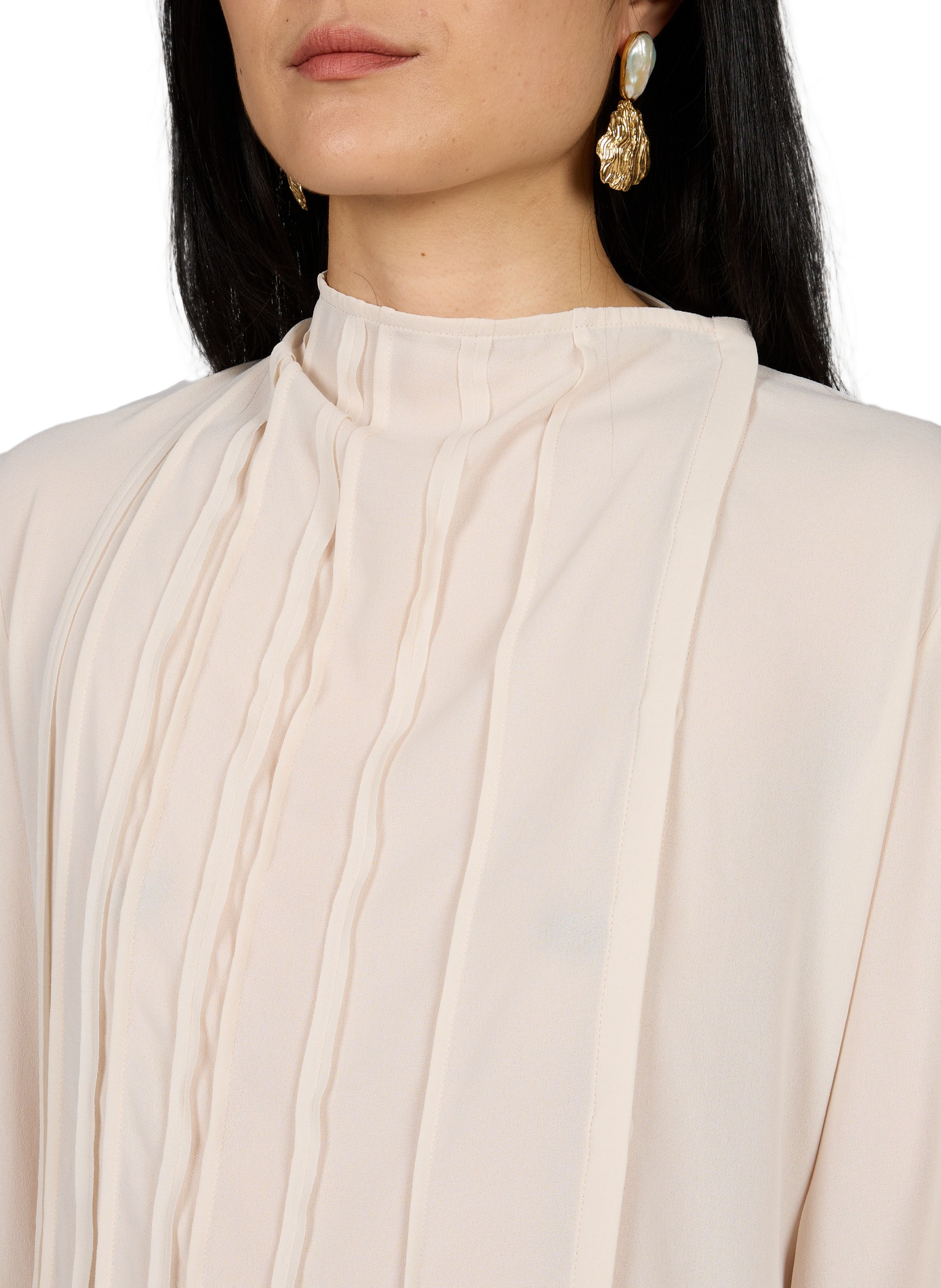 Blouse with asymmetric closure and hem VICTORIA BECKHAM Beige