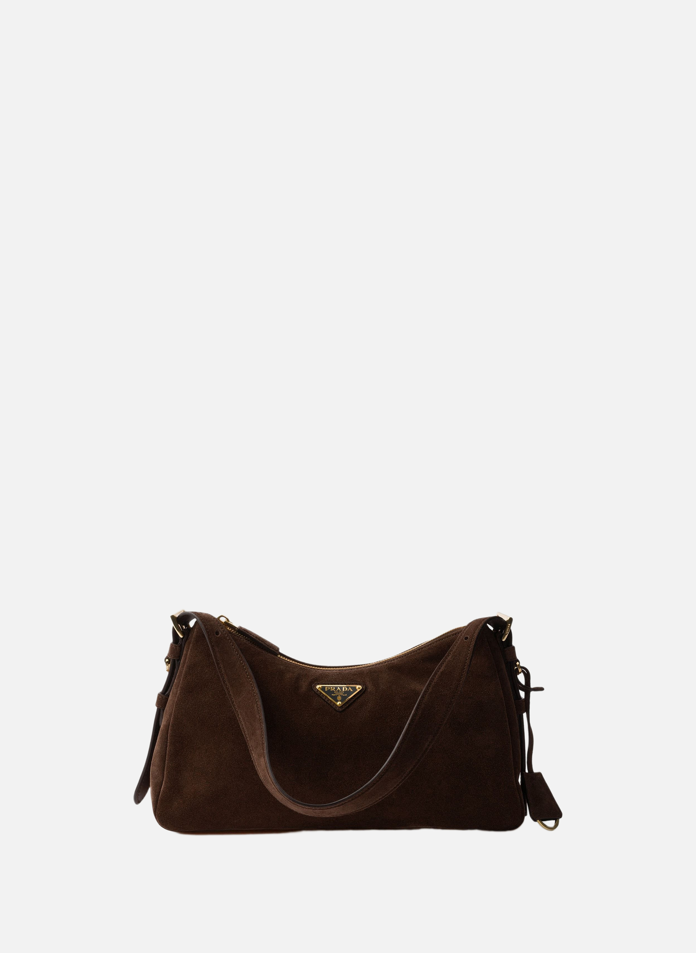 Sac à bandoulière prada aimée en veau velours PRADA Marron