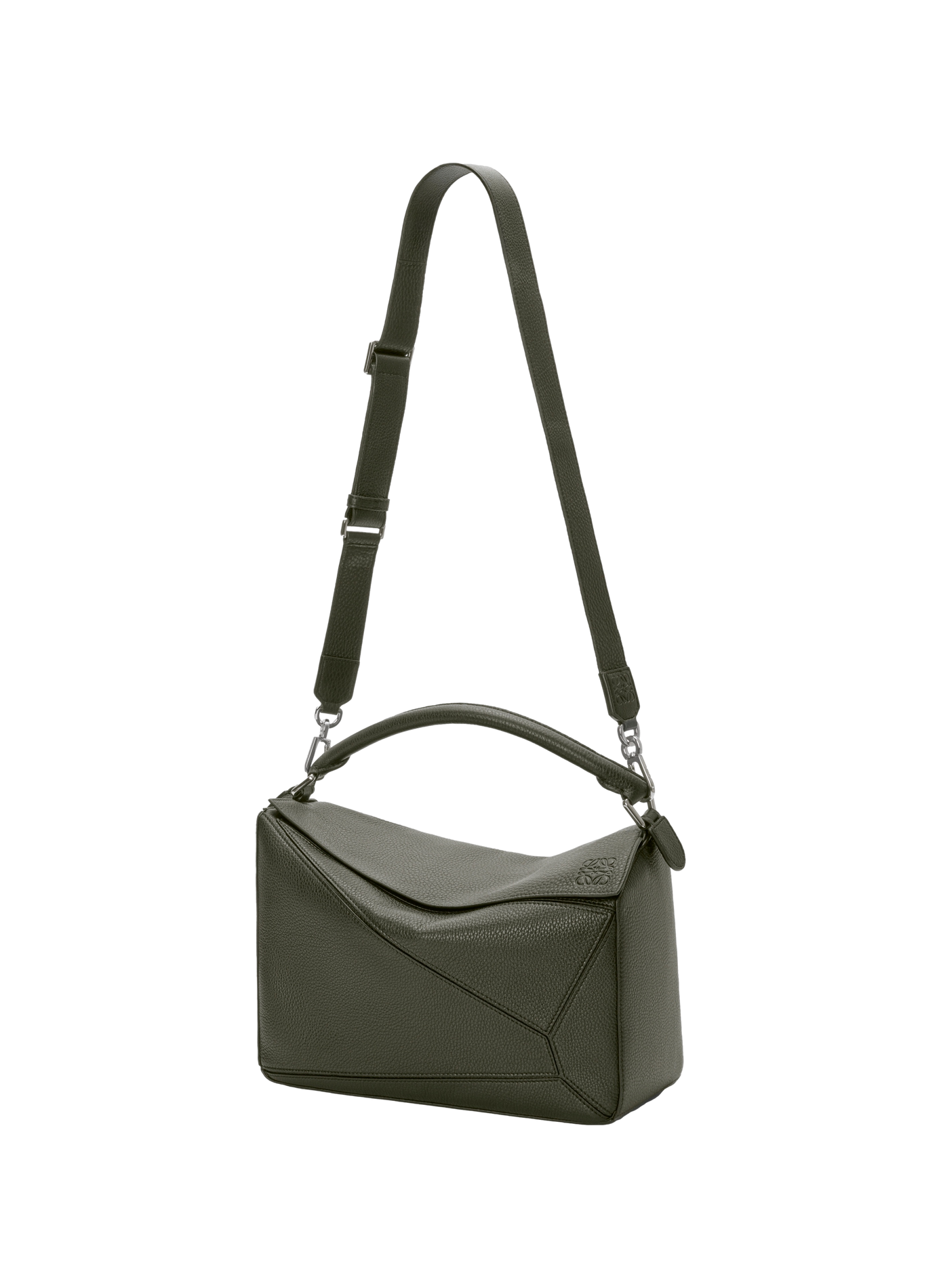 Grand sac Puzzle en cuir de veau souple grainé LOEWE Kaki