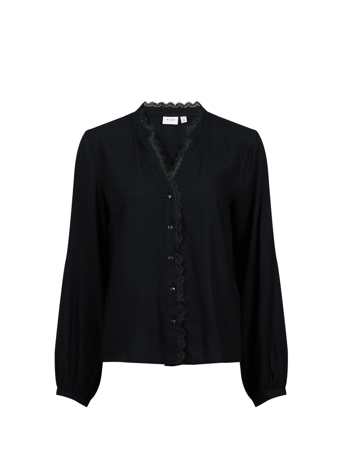 VIGRACE V-neck Shirt with Lace VILA Black