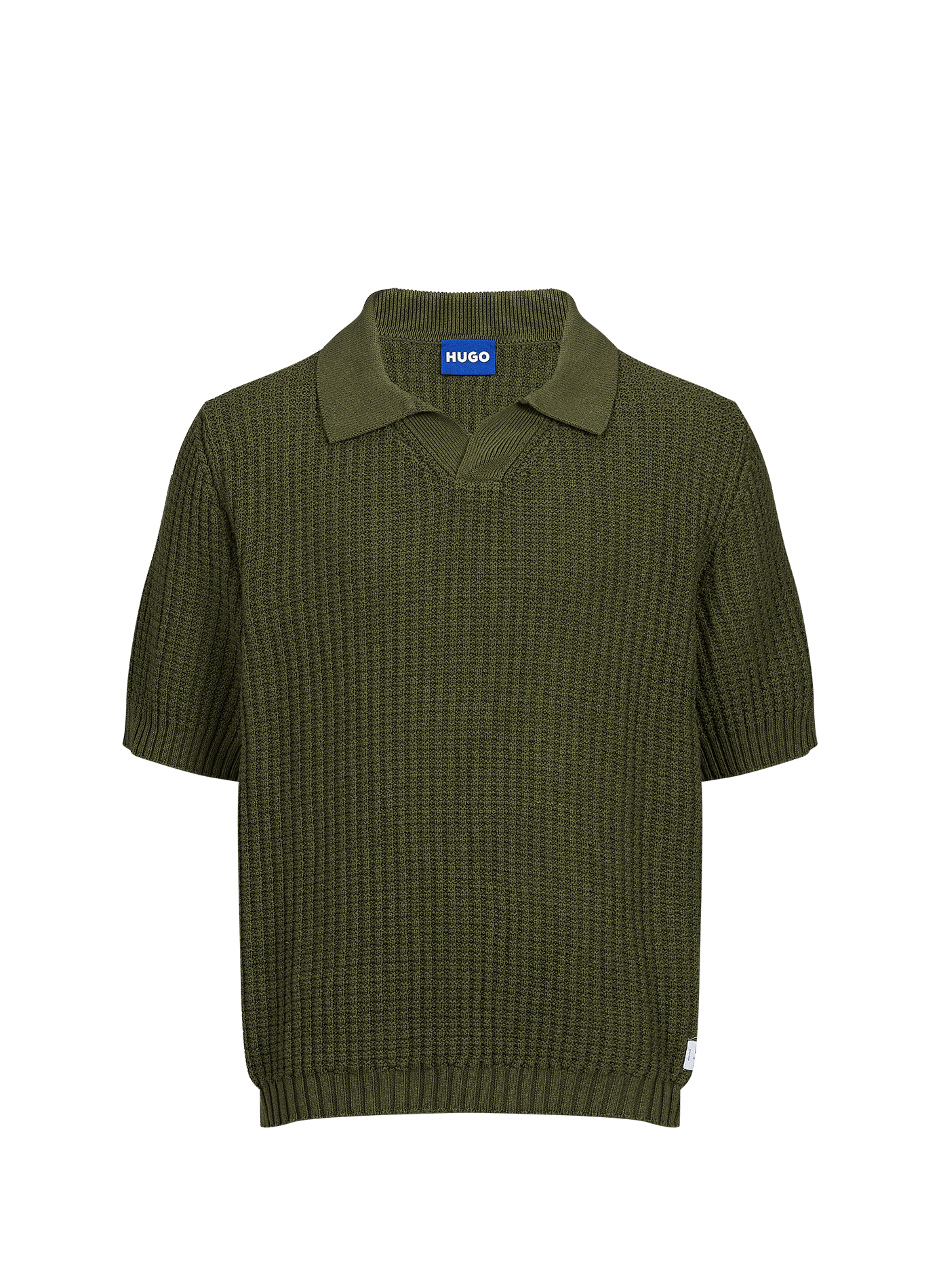 Polo en maille gaufrée en coton mélangé HUGO BLUE Vert