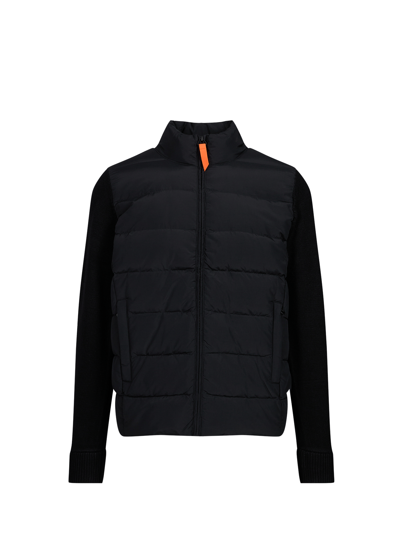 Alessandro straight jacket with high collar and two-tone material. GERTRUDE Black