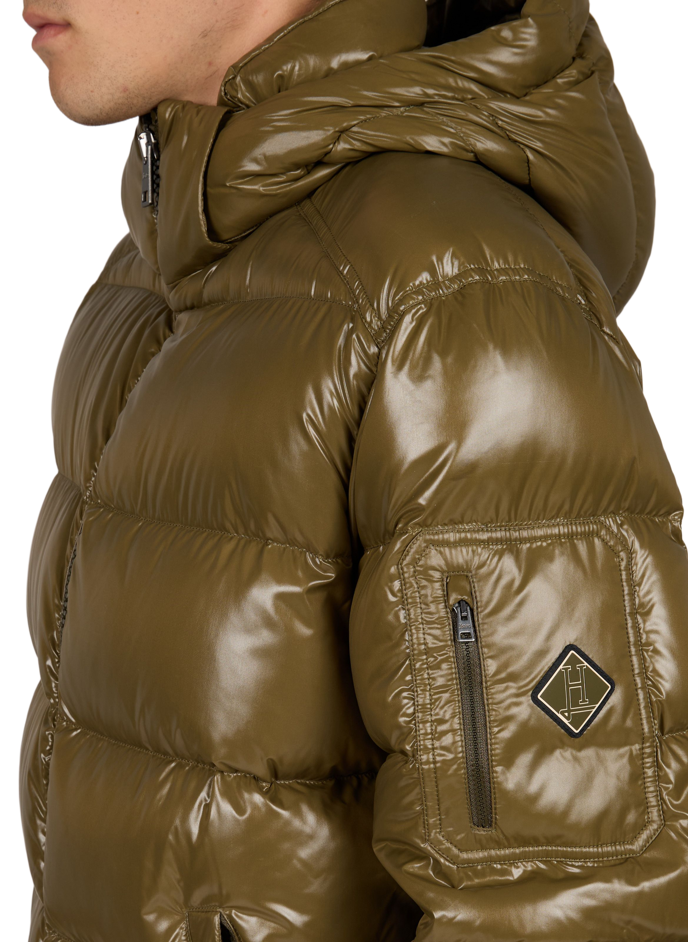 High-neck puffer jacket HERNO Khaki