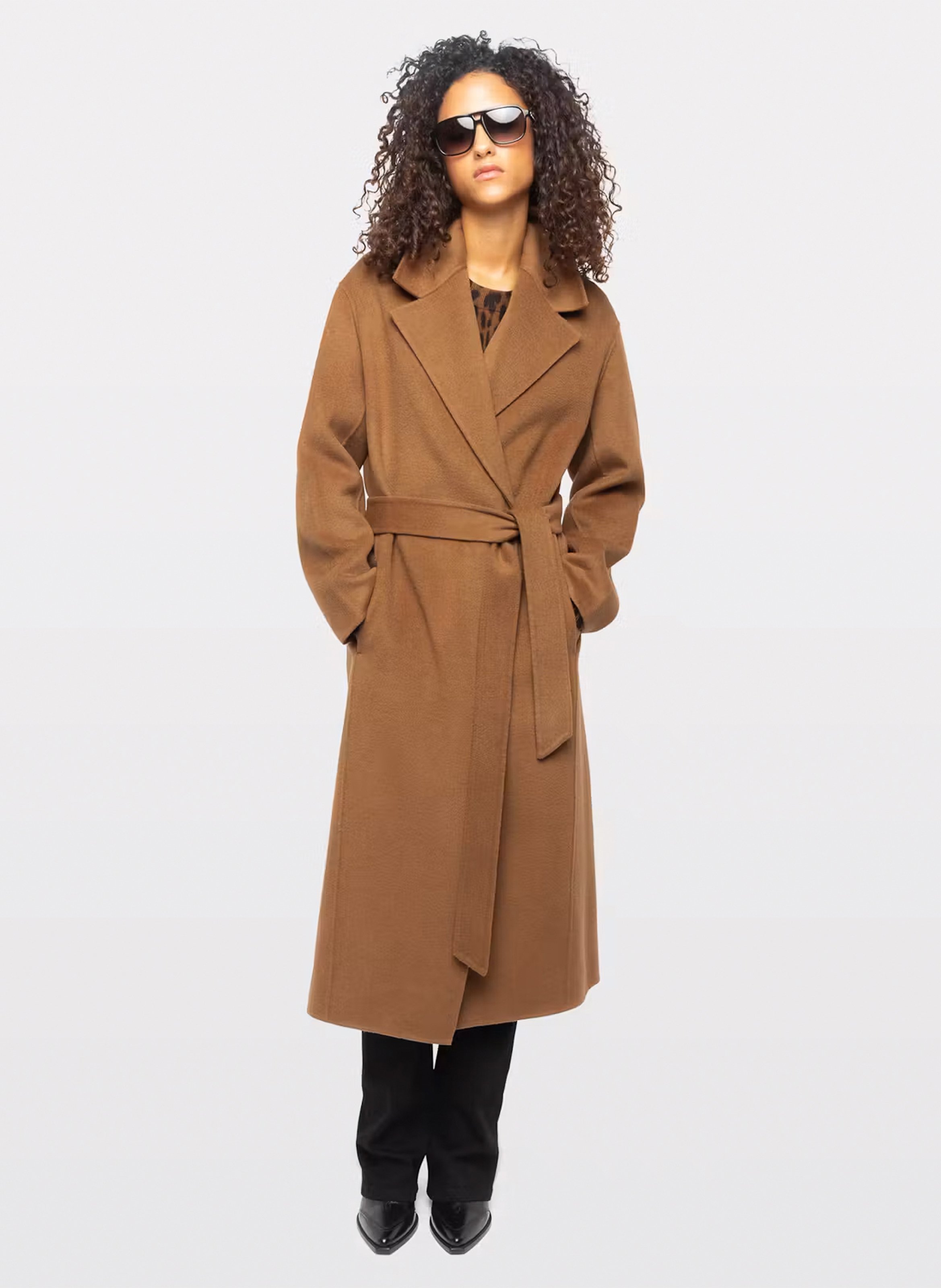 Lange jas met ceintuur van gemengde gerecyclede wol Meli ZADIG&VOLTAIRE Beige