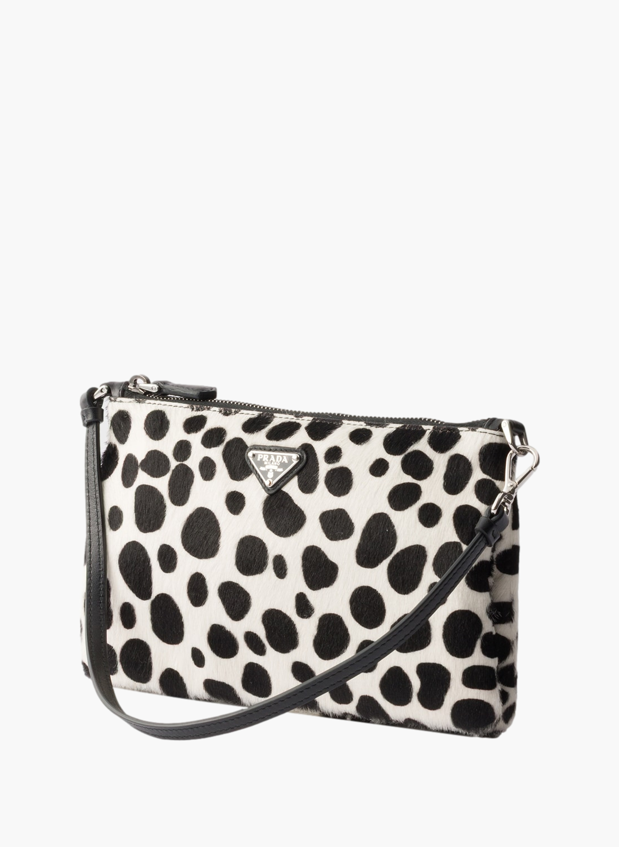 Pochette pour smartphone en cuir de veau imprimé PRADA Blanc