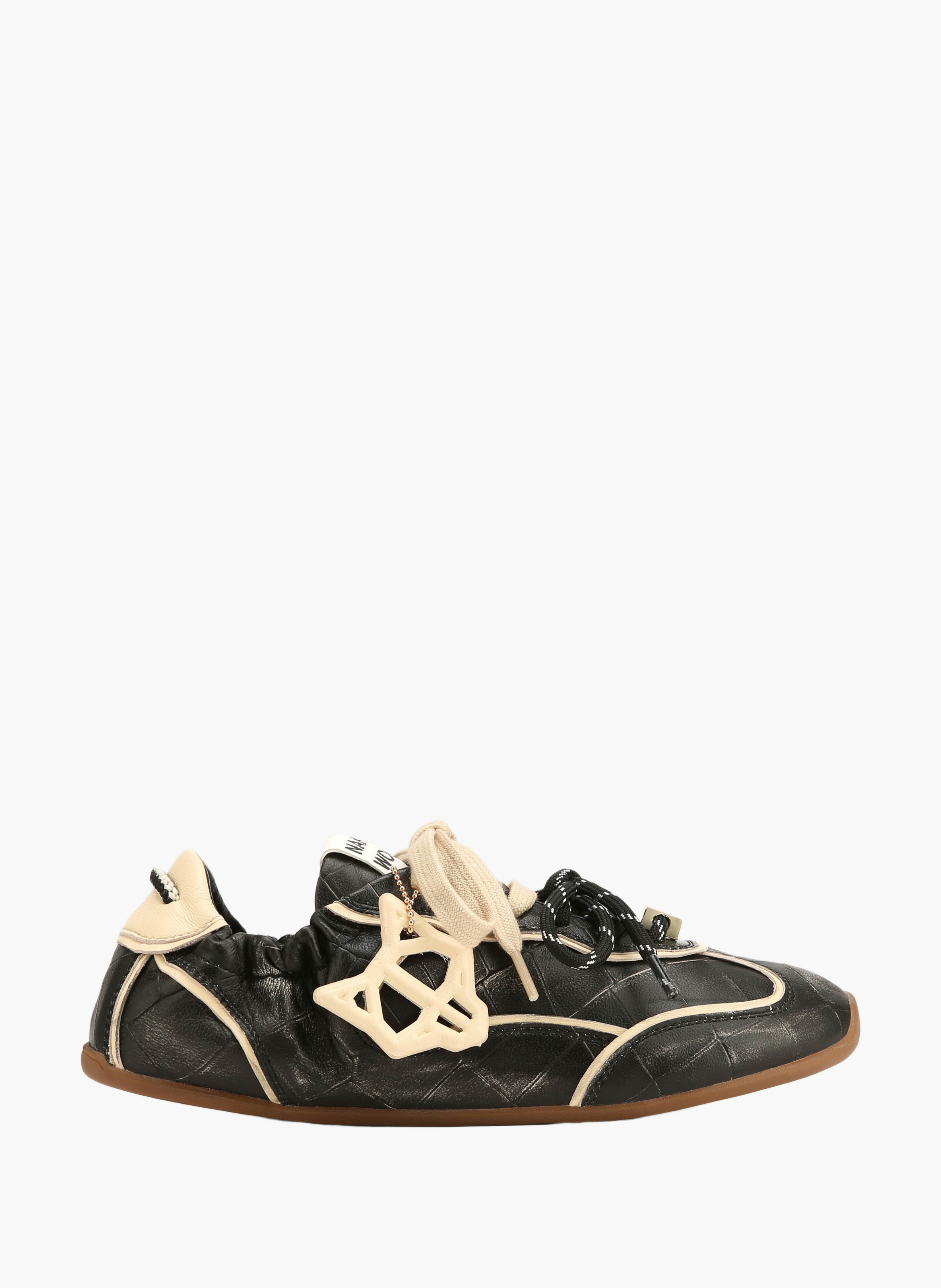 Soul-sneakers van gepatineerd leer met krokodilleneffect NAKED WOLFE Zwart