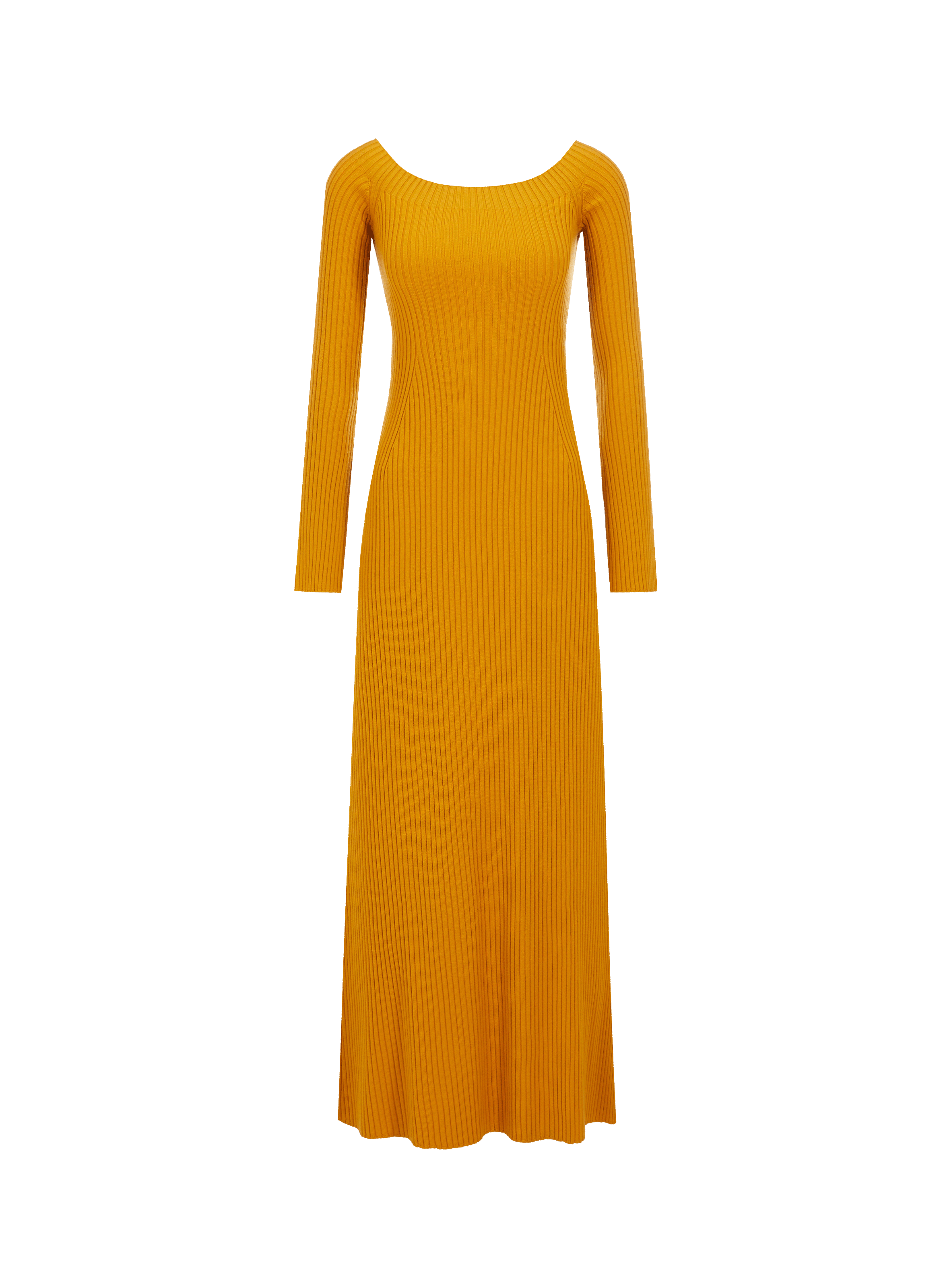 Robe longue côtelée en laine et cachemire