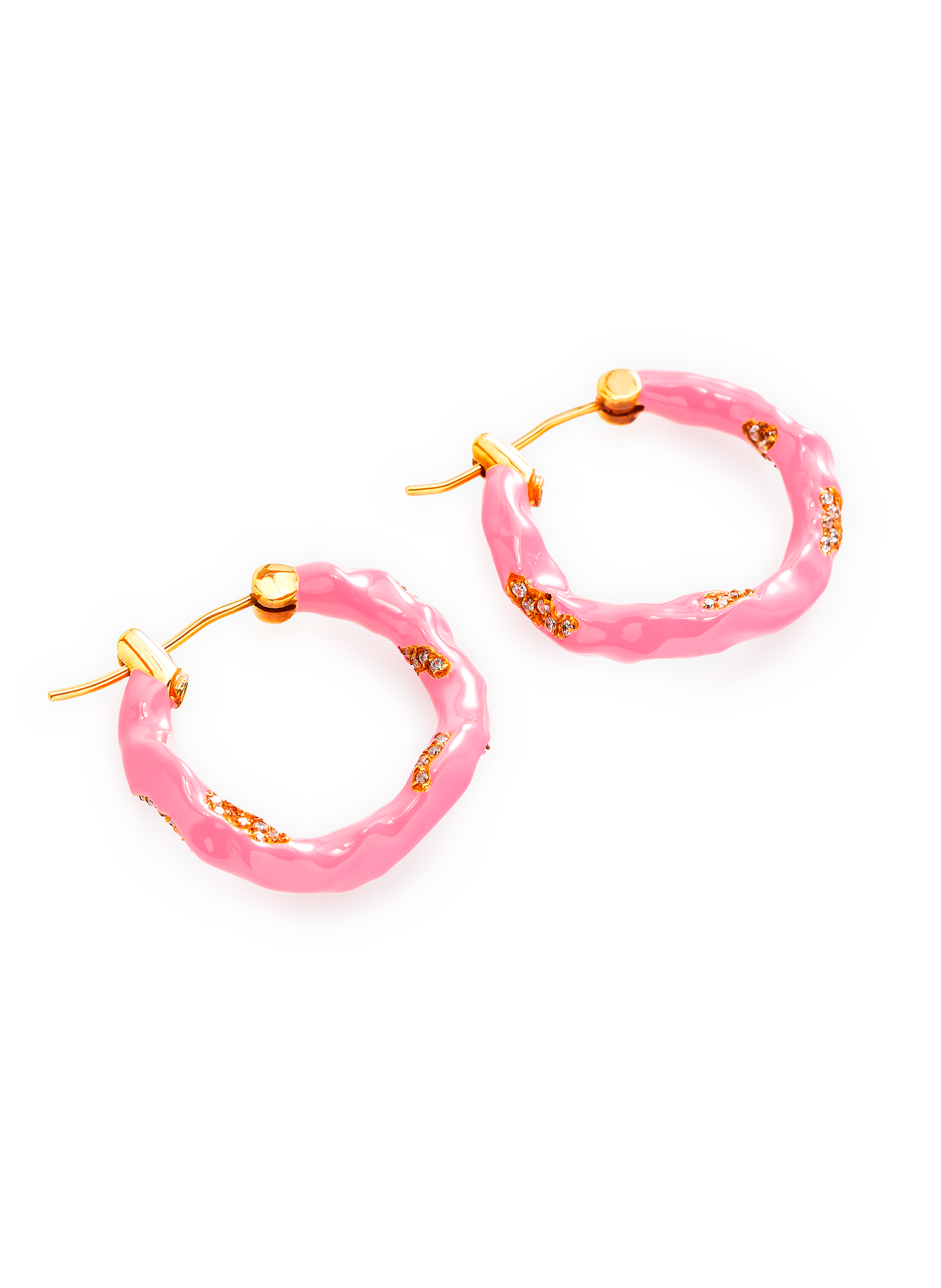 Créoles Wave avec cristaux en laiton plaqué or