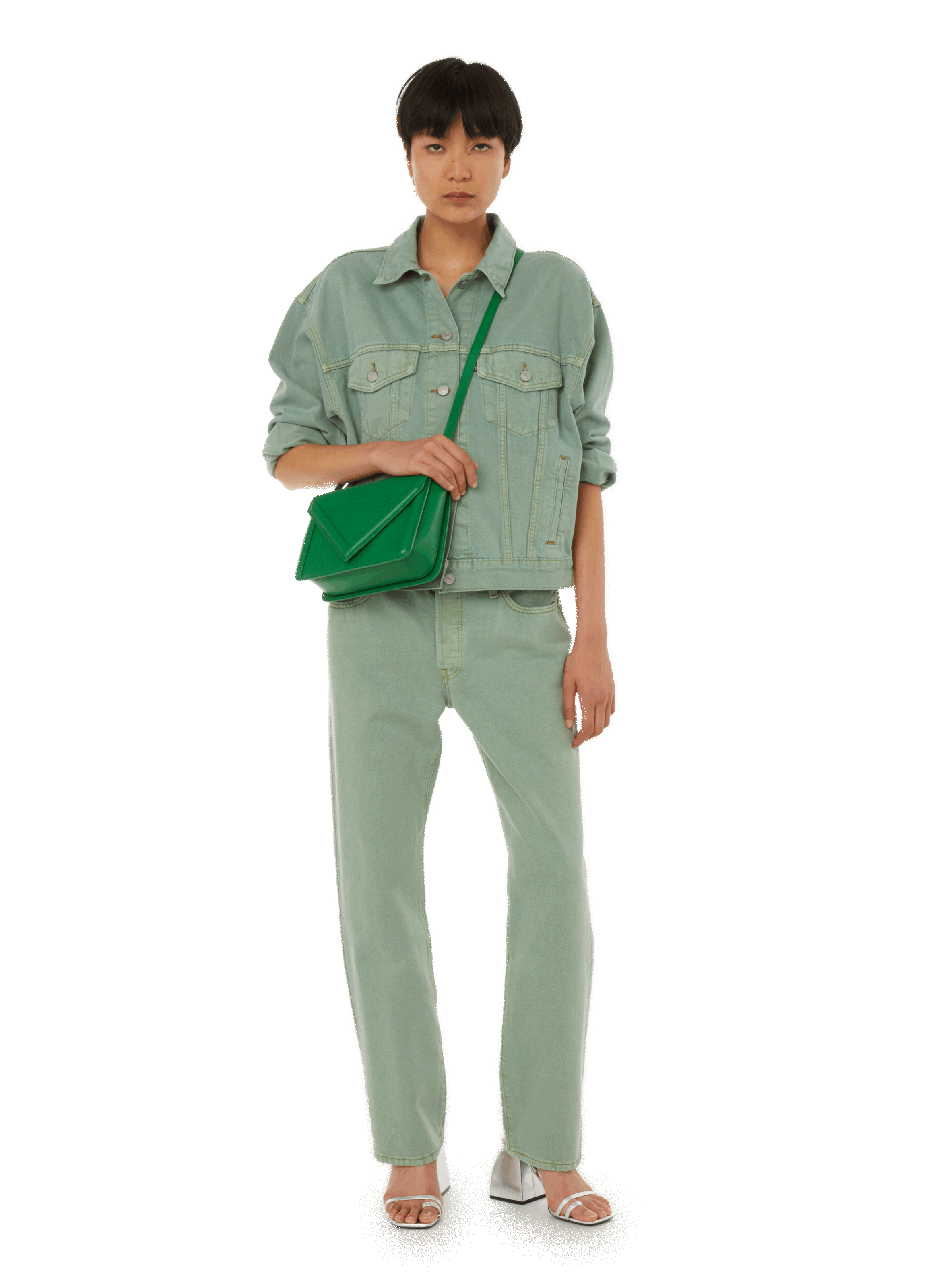 Leather shoulder bag MANSUR GAVRIEL Green