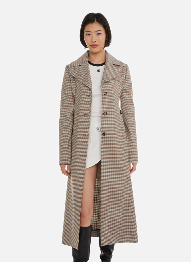 Wool-blend check coat  COURRÈGES