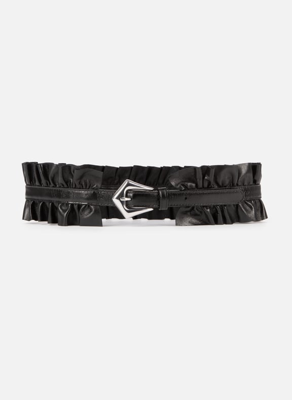 Ceinture large avec fronces en cuir Noir by THE KOOPLES THE KOOPLES Ceinture large avec fronces en cuir Noir