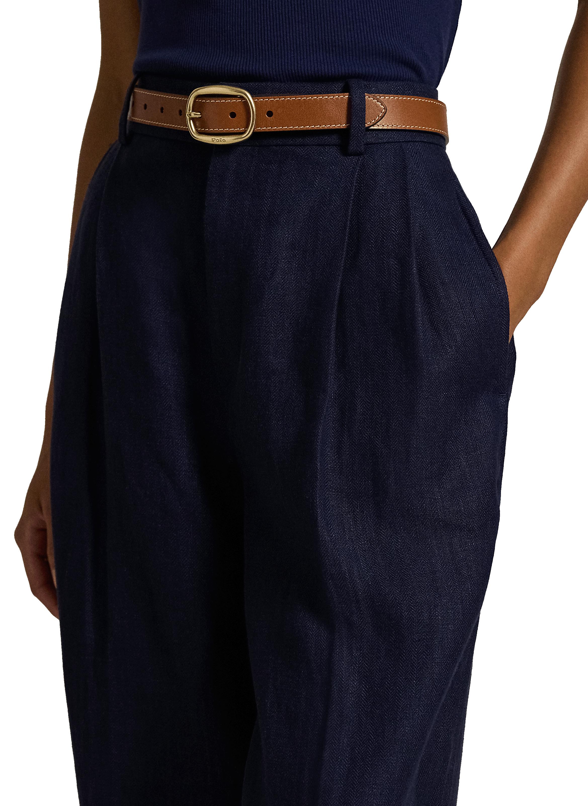 Pantalon en lin POLO RALPH LAUREN Bleu