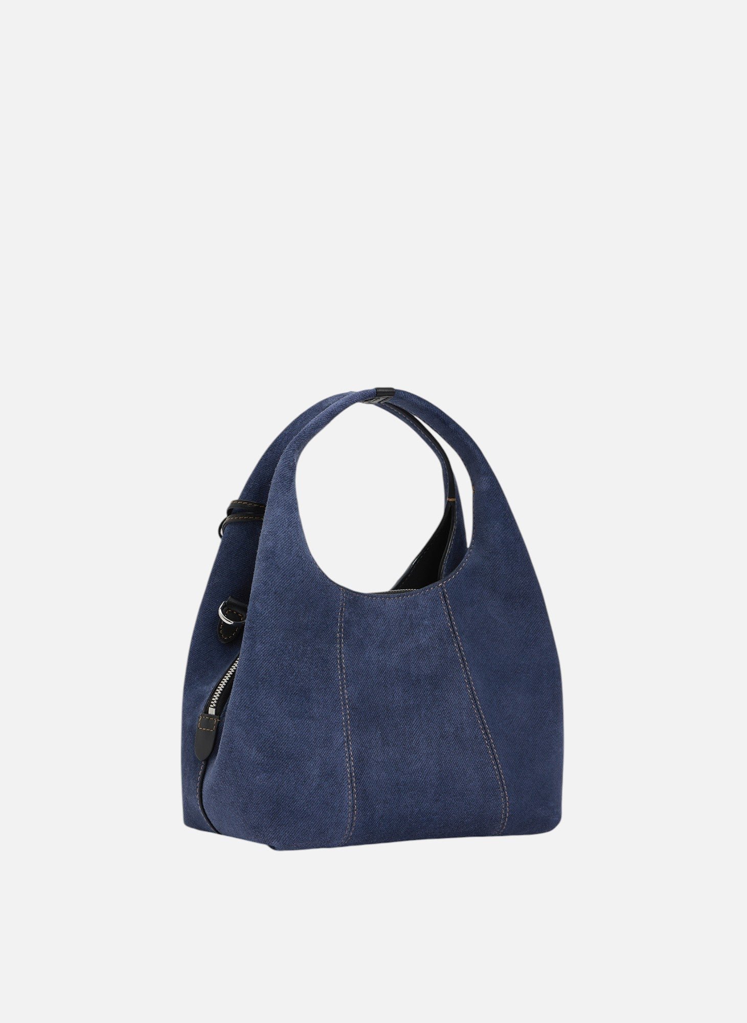 Petit sac à main juliette en cuir suède effet denim LE TANNEUR Noir