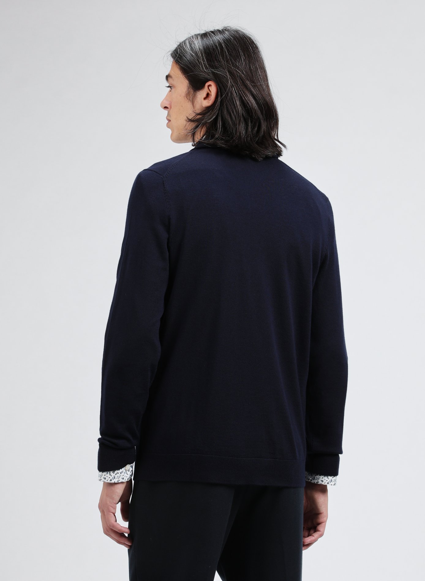 Pull droit en laine mérinos SELECTED Bleu