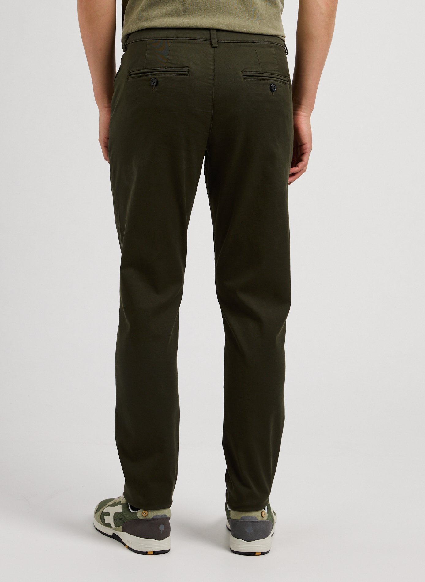 Pantalon slim en coton organique mélangé SELECTED Vert