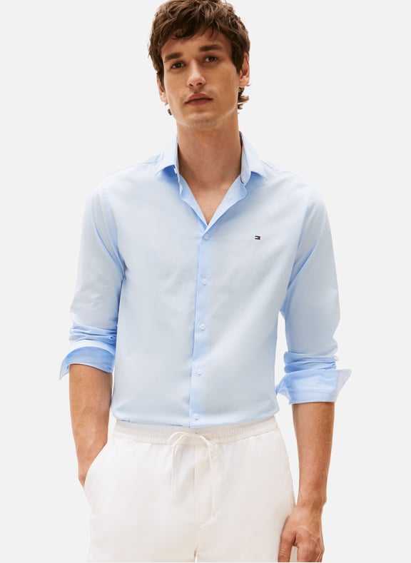 Fitted cotton shirt Blue by TOMMY HILFIGER TOMMY HILFIGER Fitted cotton shirt Blue